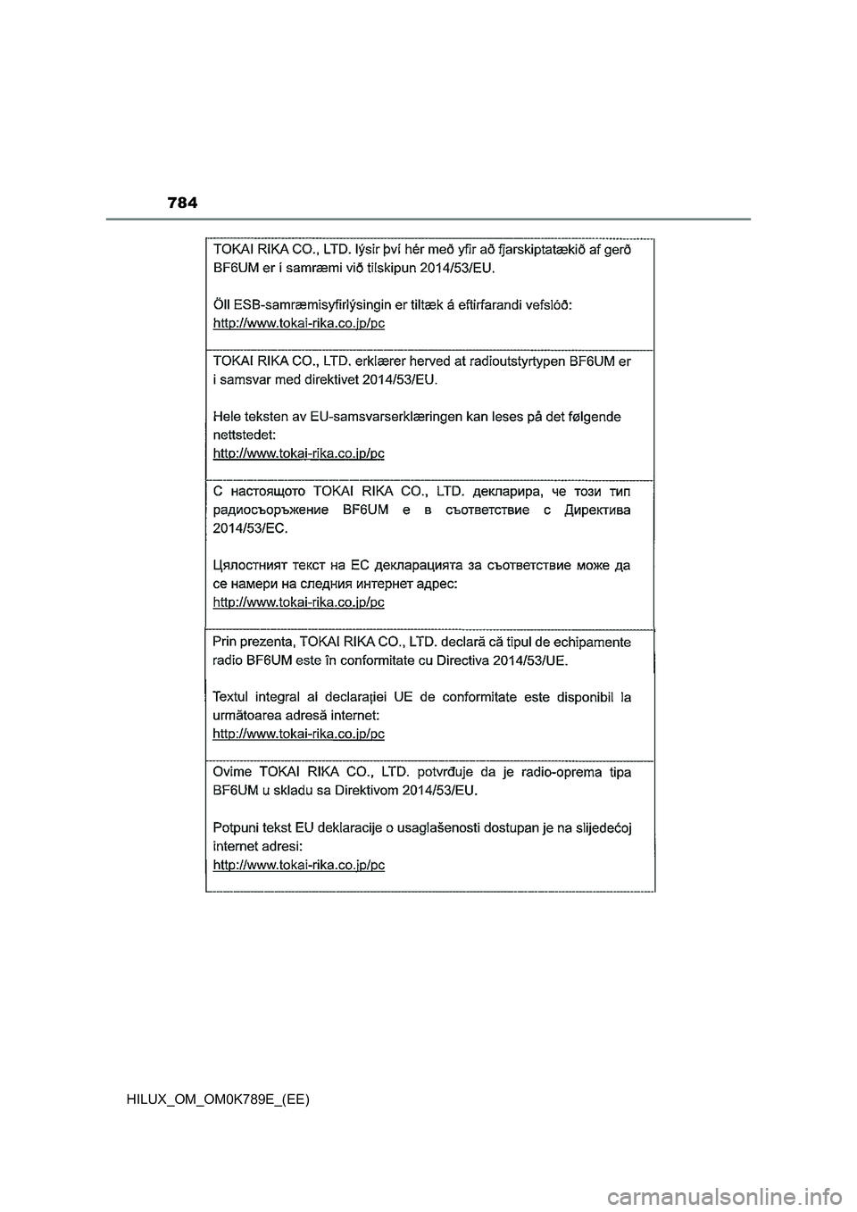 TOYOTA HILUX 2023 Owners Manual 784
HILUX_OM_OM0K789E_(EE) TOYOTA HILUX 2023 Owners Manual 784
HILUX_OM_OM0K789E_(EE)
