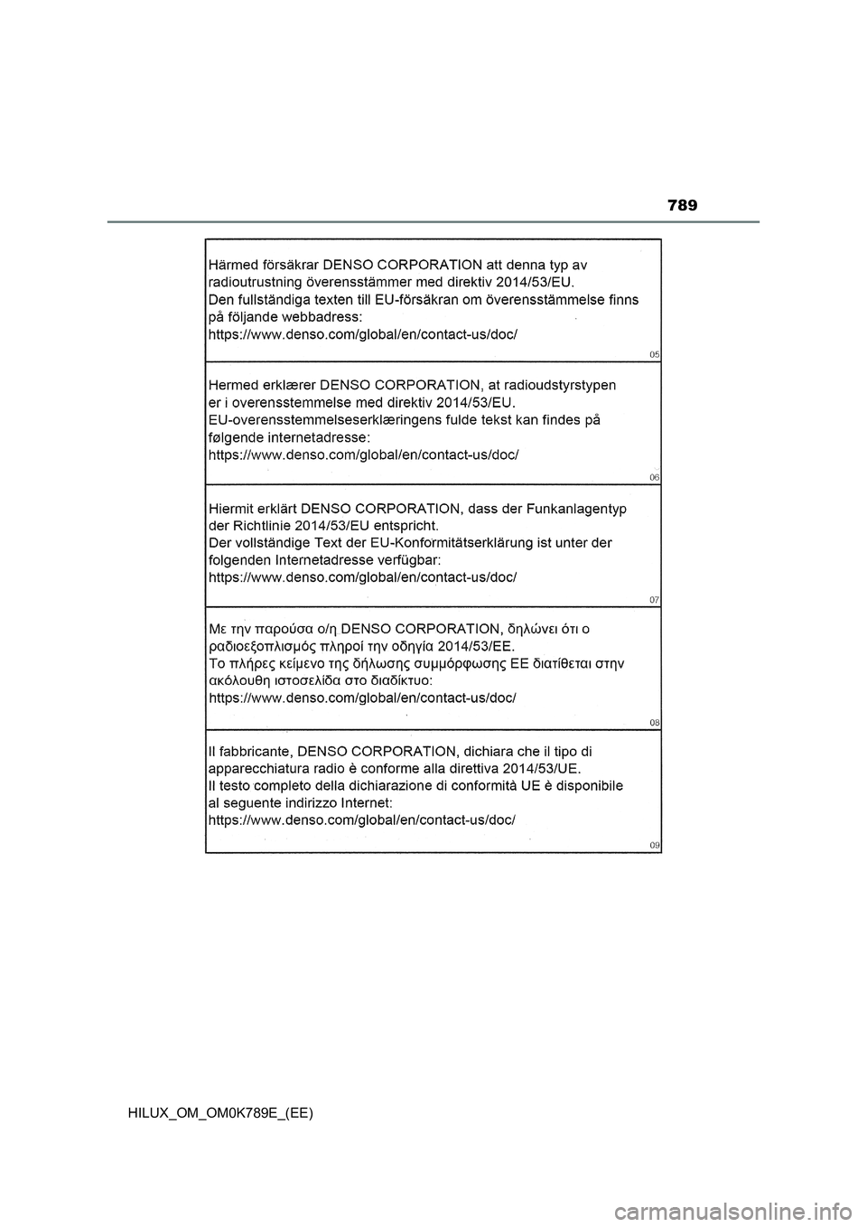 TOYOTA HILUX 2023 Owners Manual 789
HILUX_OM_OM0K789E_(EE) TOYOTA HILUX 2023 Owners Manual 789
HILUX_OM_OM0K789E_(EE)