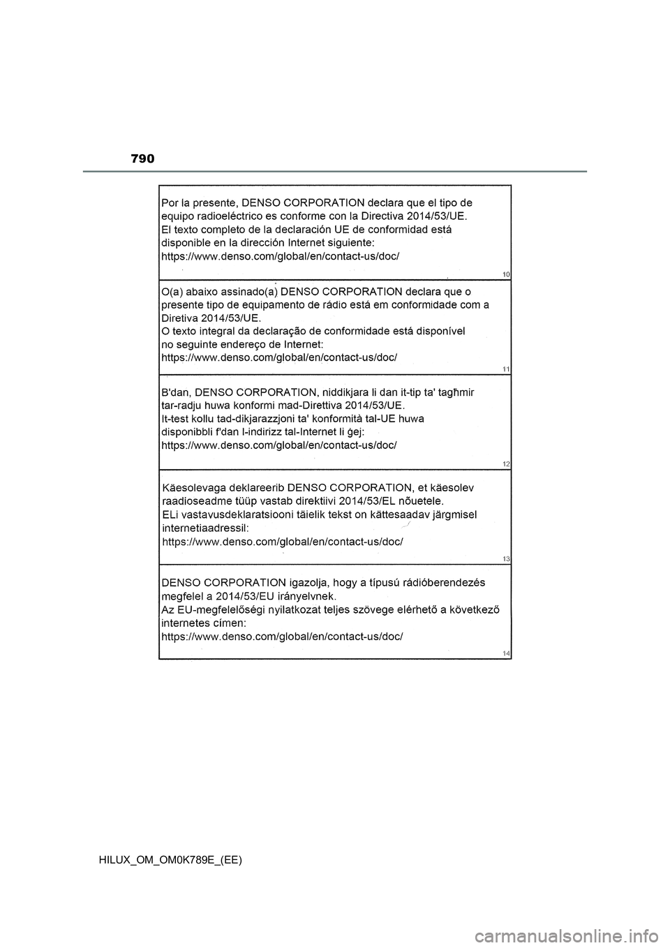 TOYOTA HILUX 2023 Owners Manual 790
HILUX_OM_OM0K789E_(EE) TOYOTA HILUX 2023 Owners Manual 790
HILUX_OM_OM0K789E_(EE)
