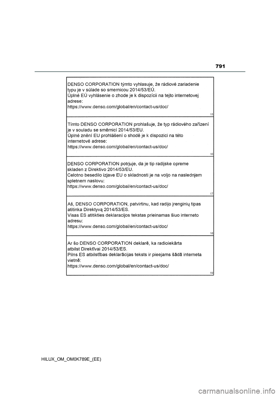 TOYOTA HILUX 2023 Owners Manual 791
HILUX_OM_OM0K789E_(EE) TOYOTA HILUX 2023 Owners Manual 791
HILUX_OM_OM0K789E_(EE)