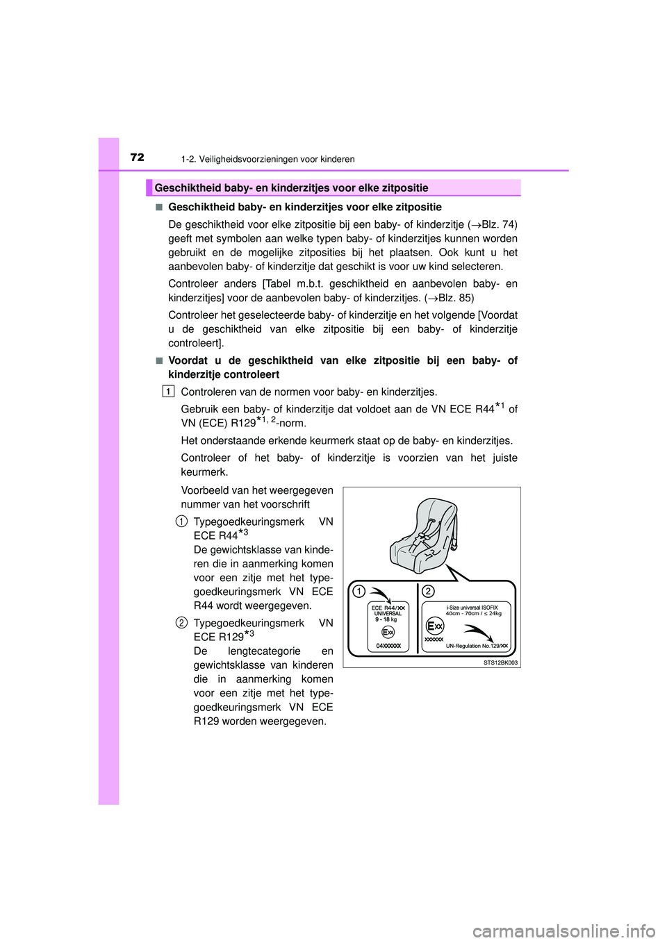 TOYOTA HILUX 2022 Instructieboekje (in Dutch) 721-2. Veiligheidsvoorzieningen voor kinderen
HILUX_OM_OM0K513E_(EE)■
Geschiktheid baby- en kinderzitjes voor elke zitpositie
De geschiktheid voor elke zitpositie bij een baby- of kinderzitje (
B TOYOTA HILUX 2022 Instructieboekje (in Dutch) 721-2. Veiligheidsvoorzieningen voor kinderen
HILUX_OM_OM0K513E_(EE)■
Geschiktheid baby- en kinderzitjes voor elke zitpositie
De geschiktheid voor elke zitpositie bij een baby- of kinderzitje (
B