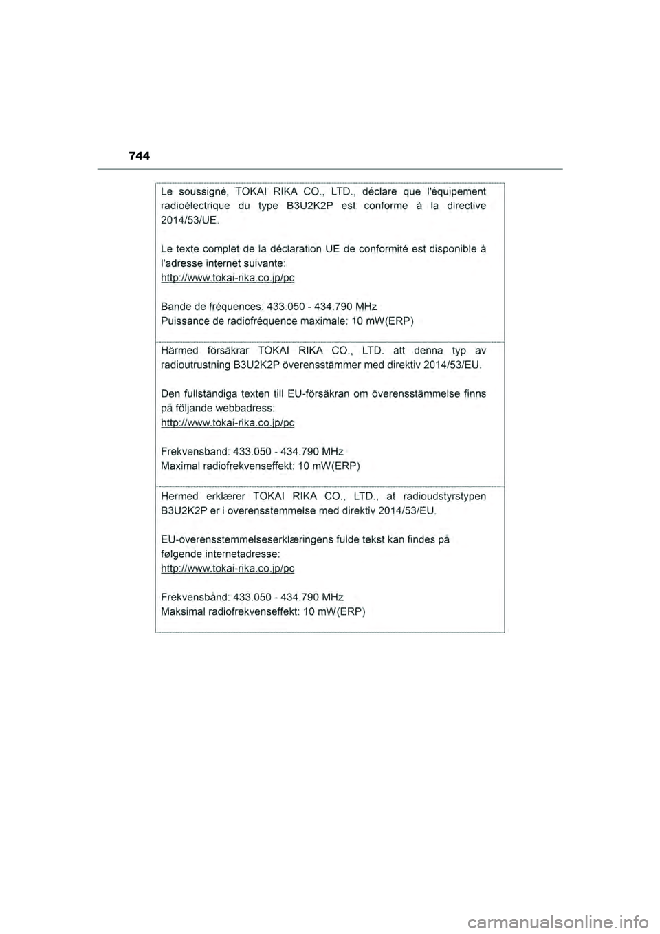 TOYOTA HILUX 2022 Instructieboekje (in Dutch) 744
HILUX_OM_OM0K513E_(EE)
HILUX_OM_OM0K513E_(EE).book Page 744 Wednesday, May 26, 2021 11:09 AM TOYOTA HILUX 2022 Instructieboekje (in Dutch) 744
HILUX_OM_OM0K513E_(EE)
HILUX_OM_OM0K513E_(EE).book Page 744 Wednesday, May 26, 2021 11:09 AM