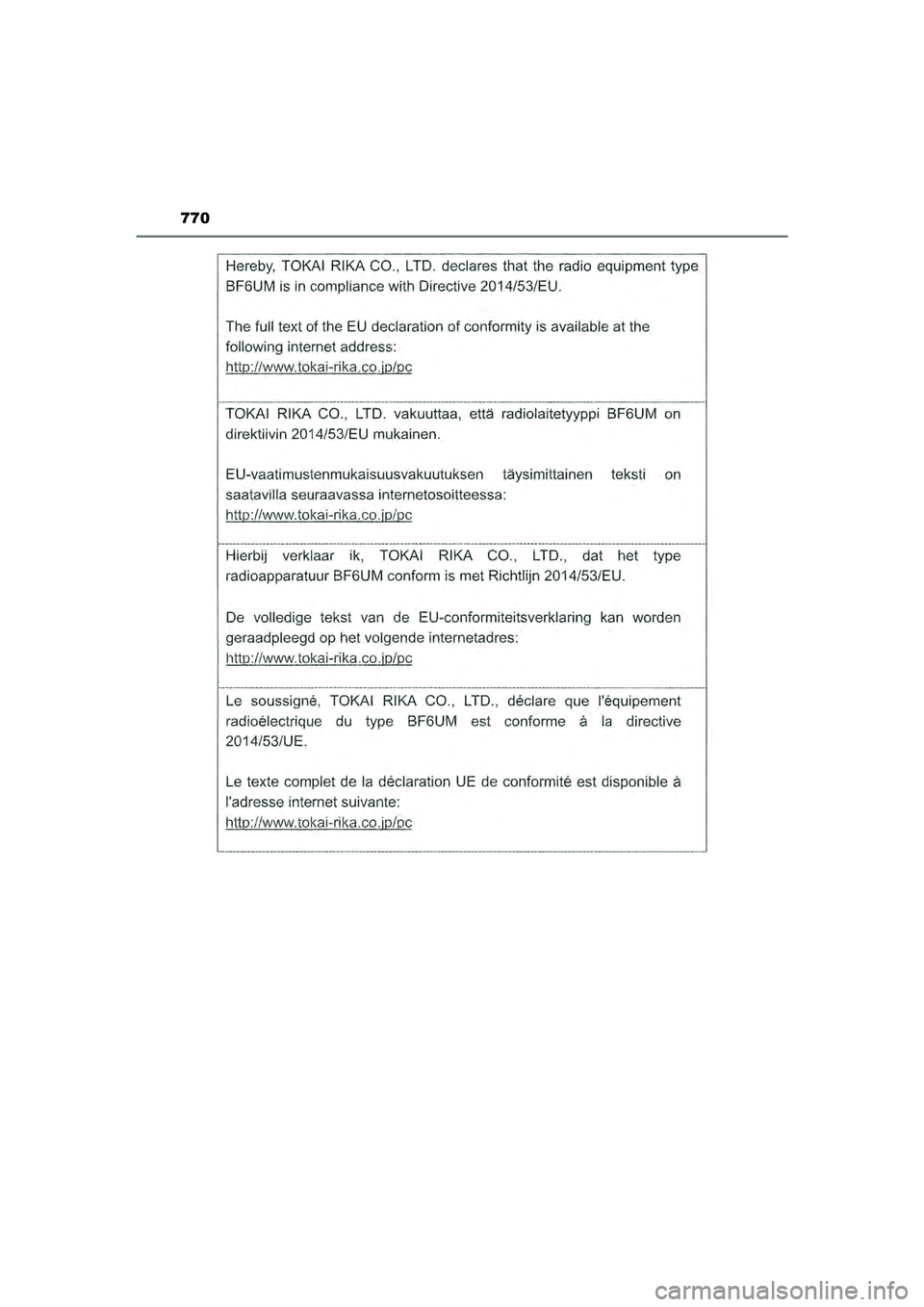 TOYOTA HILUX 2022 Instructieboekje (in Dutch) 770
HILUX_OM_OM0K513E_(EE)
HILUX_OM_OM0K513E_(EE).book Page 770 Wednesday, May 26, 2021 11:09 AM TOYOTA HILUX 2022 Instructieboekje (in Dutch) 770
HILUX_OM_OM0K513E_(EE)
HILUX_OM_OM0K513E_(EE).book Page 770 Wednesday, May 26, 2021 11:09 AM