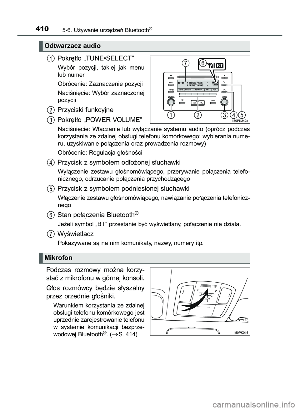 TOYOTA HILUX 2022  Instrukcja obsługi (in Polish) Pokr´t∏o „TUNE•SELECT”
Wybór  pozycji,  takiej  jak  menu
lub numer 
Obrócenie: Zaznaczenie pozycji
NaciÊni´cie:  Wybór  zaznaczonej
pozycji
Przyciski funkcyjne
Pokr´t∏o „POWER VOLU