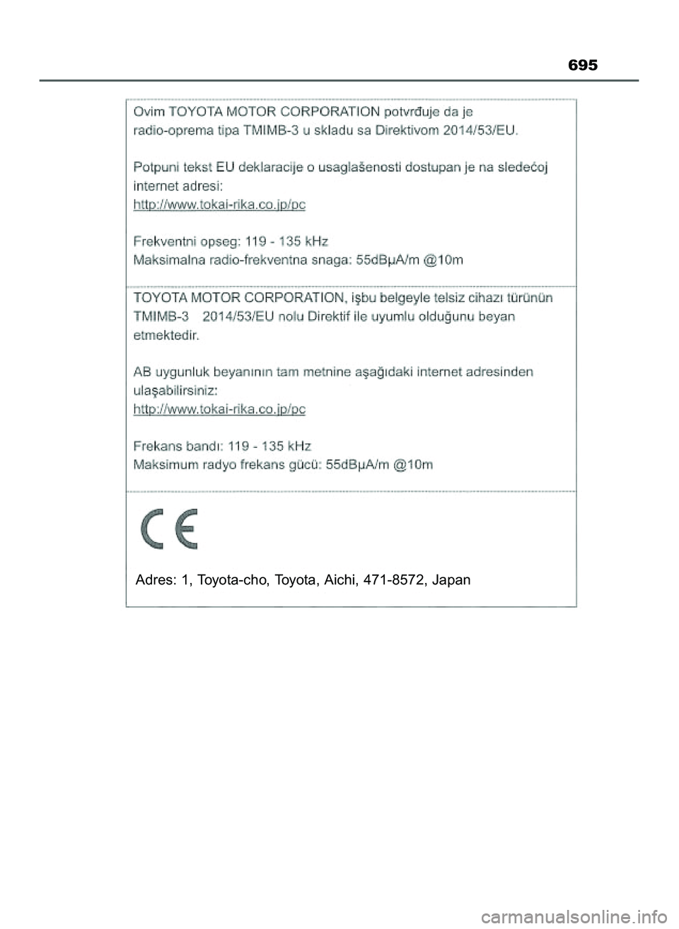 TOYOTA HILUX 2022 Instrukcja obsługi (in Polish) 695
Adres: 1, Toyota-cho, Toyota, Aichi, 471-8572, Japan
47 Hilux OM0K513E 10/21/21 3:25 PM Page 695 (Black plate) TOYOTA HILUX 2022 Instrukcja obsługi (in Polish) 695
Adres: 1, Toyota-cho, Toyota, Aichi, 471-8572, Japan
47 Hilux OM0K513E 10/21/21 3:25 PM Page 695 (Black plate)