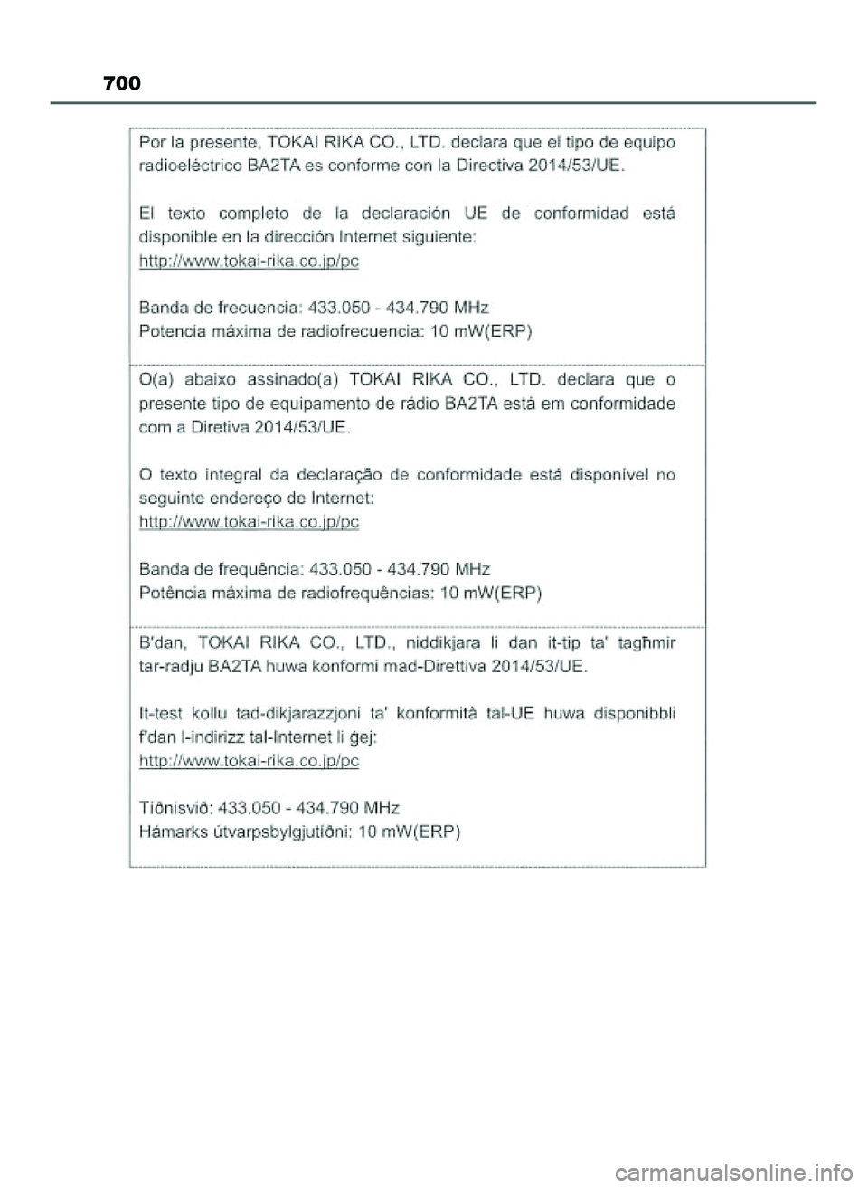 TOYOTA HILUX 2022 Instrukcja obsługi (in Polish) 700
47 Hilux OM0K513E 10/21/21 3:25 PM Page 700 (Black plate) TOYOTA HILUX 2022 Instrukcja obsługi (in Polish) 700
47 Hilux OM0K513E 10/21/21 3:25 PM Page 700 (Black plate)