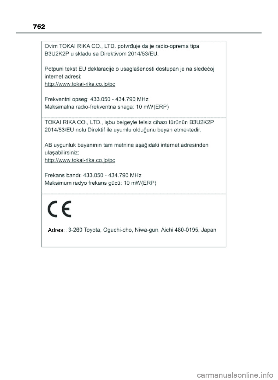 TOYOTA HILUX 2022 Instrukcja obsługi (in Polish) 752
Adres:
47 Hilux OM0K513E 10/21/21 3:25 PM Page 752 (Black plate) TOYOTA HILUX 2022 Instrukcja obsługi (in Polish) 752
Adres:
47 Hilux OM0K513E 10/21/21 3:25 PM Page 752 (Black plate)