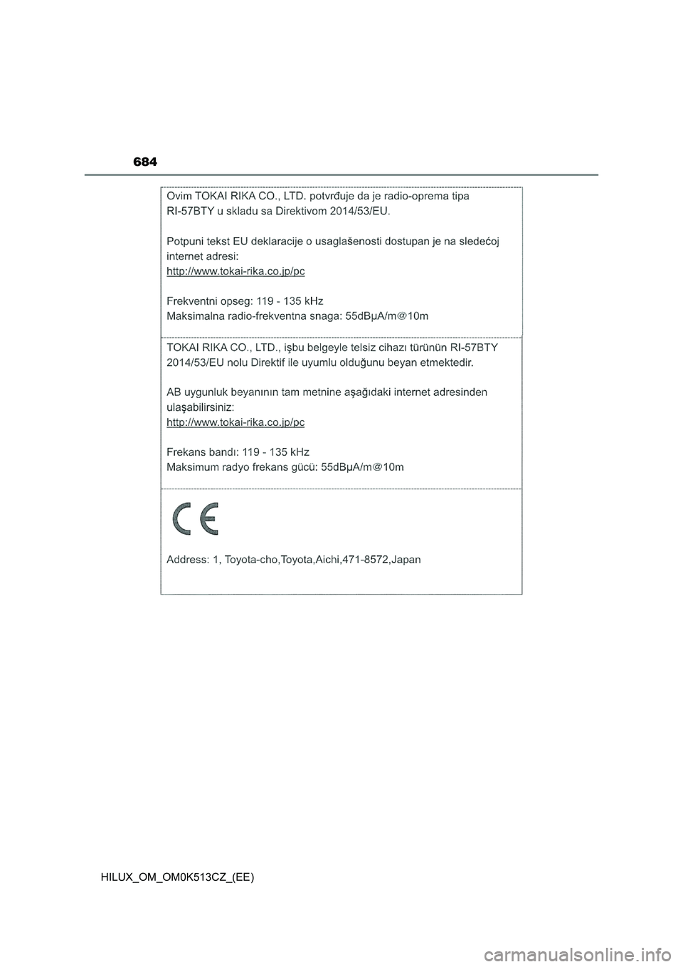 TOYOTA HILUX 2022  Návod na použití (in Czech) 684
HILUX_OM_OM0K513CZ_(EE) 
