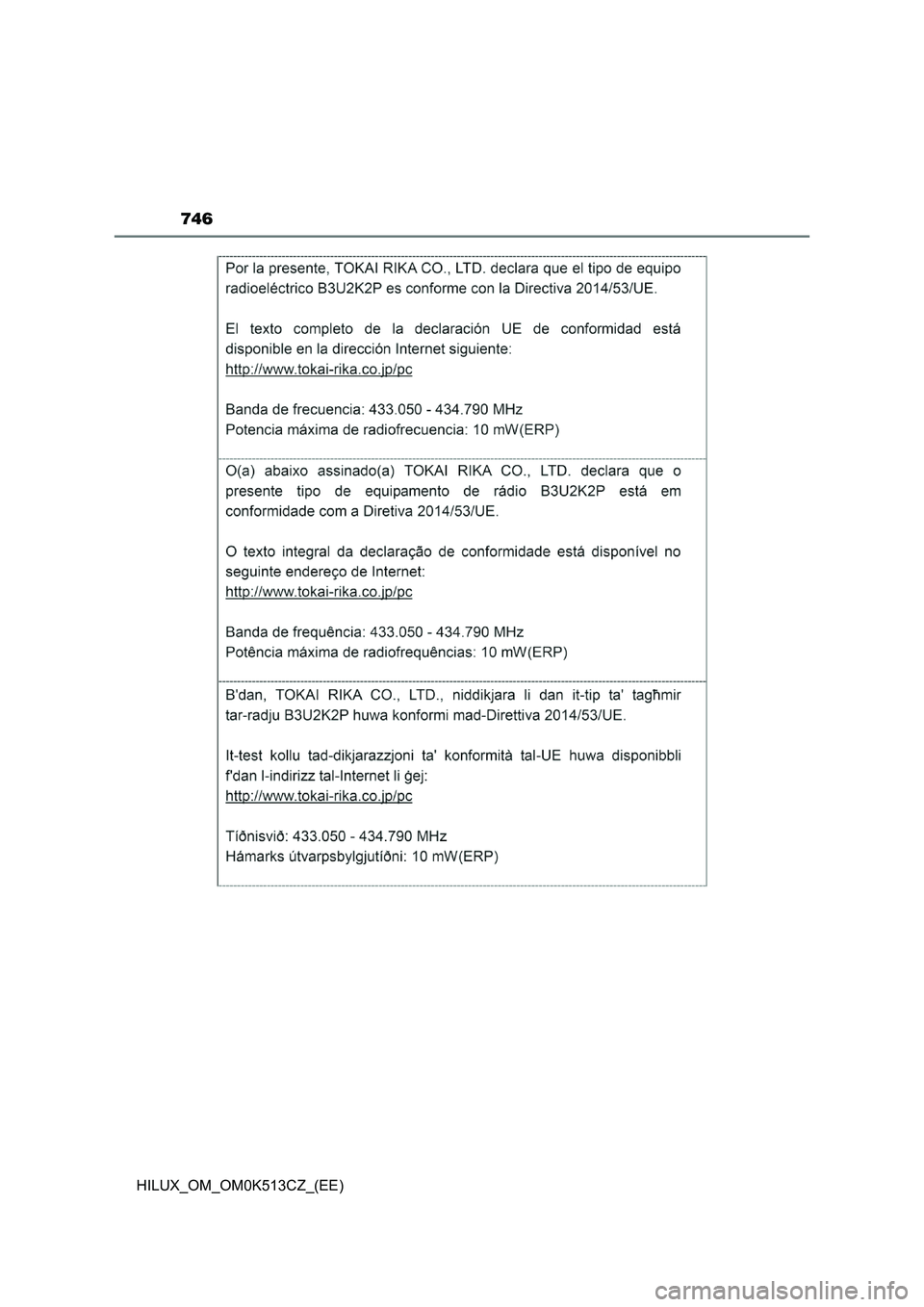 TOYOTA HILUX 2022  Návod na použití (in Czech) 746
HILUX_OM_OM0K513CZ_(EE) 