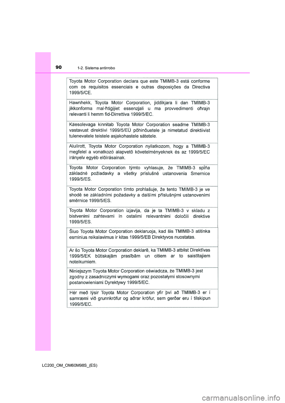 TOYOTA LAND CRUISER 2015  Manual del propietario (in Spanish) 901-2. Sistema antirrobo
LC200_OM_OM60M98S_(ES) 