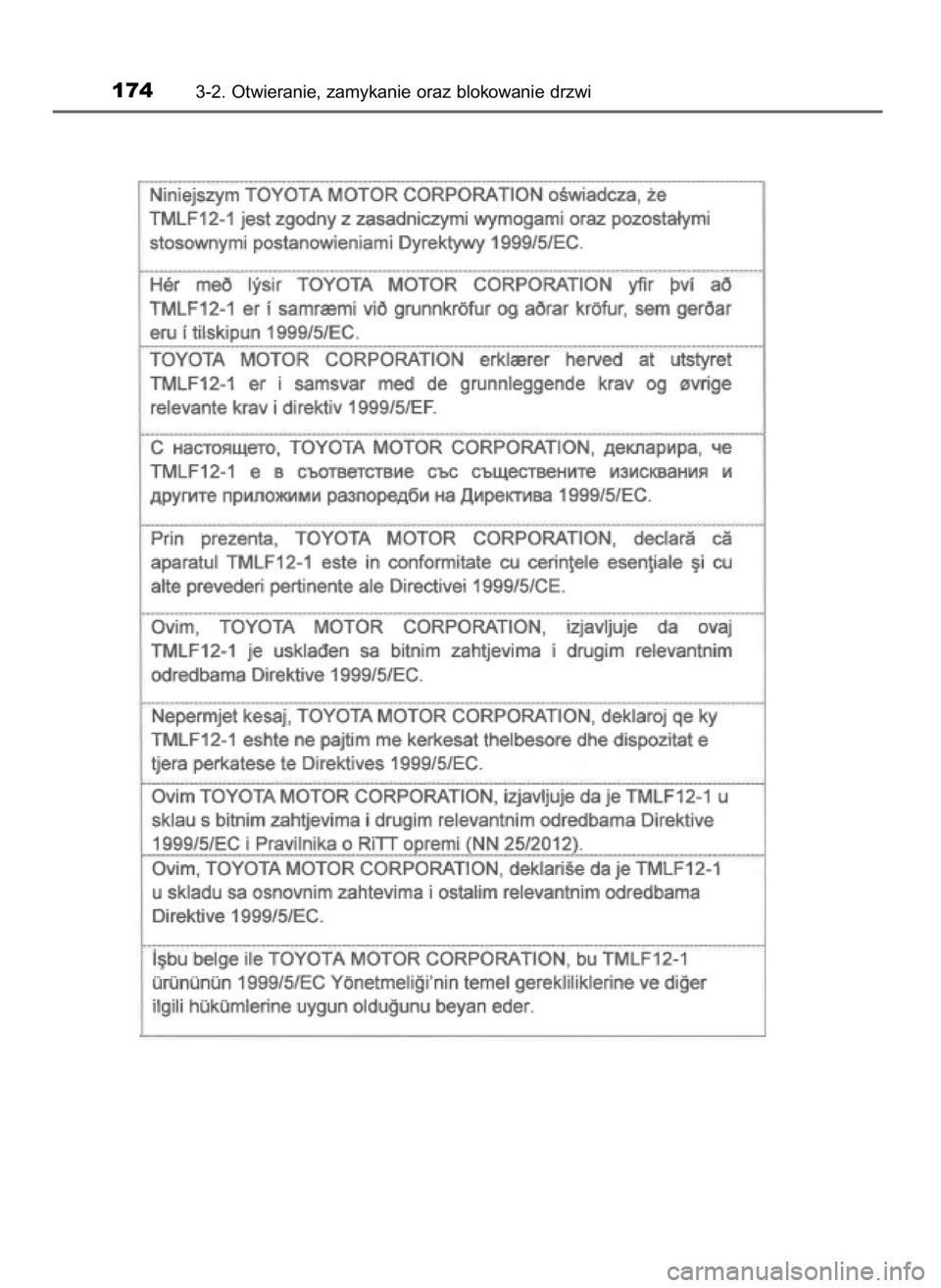 TOYOTA LAND CRUISER 2015  Instrukcja obsługi (in Polish) 1743-2. Otwieranie, zamykanie oraz blokowanie drzwi
48 LC200 V8 OM60M95E  27/9/16  14:15  Page 174    (Black plate) 