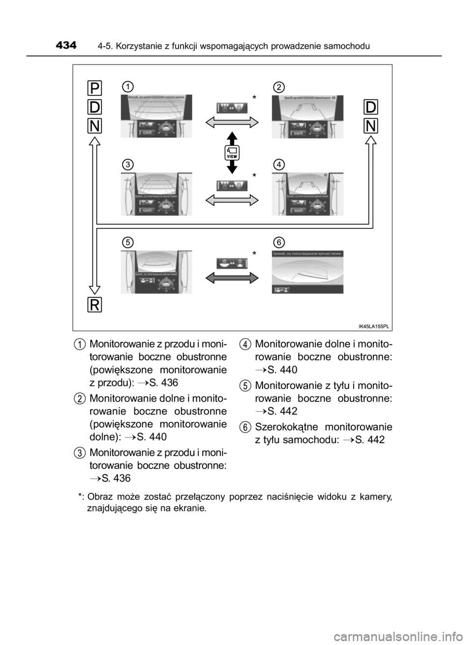 TOYOTA LAND CRUISER 2015 Instrukcja obsługi (in Polish) *: Obraz mo˝e zostaç prze∏àczony poprzez naciÊni´cie widoku z kamery,
znajdujàcego si´ na ekranie.
4344-5. Korzystanie z funkcji wspomagajàcych prowadzenie samochodu
Monitorowanie z p TOYOTA LAND CRUISER 2015 Instrukcja obsługi (in Polish) *: Obraz mo˝e zostaç prze∏àczony poprzez naciÊni´cie widoku z kamery,
znajdujàcego si´ na ekranie.
4344-5. Korzystanie z funkcji wspomagajàcych prowadzenie samochodu
Monitorowanie z p