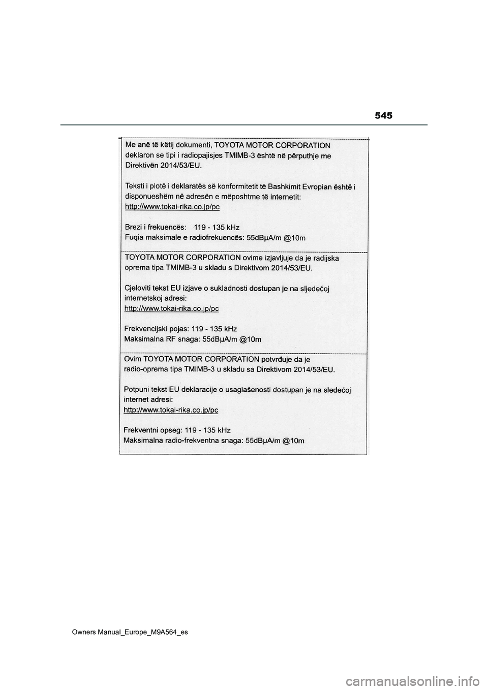 TOYOTA MIRAI 2023  Manual del propietario (in Spanish) 545
Owners Manual_Europe_M9A564_es 