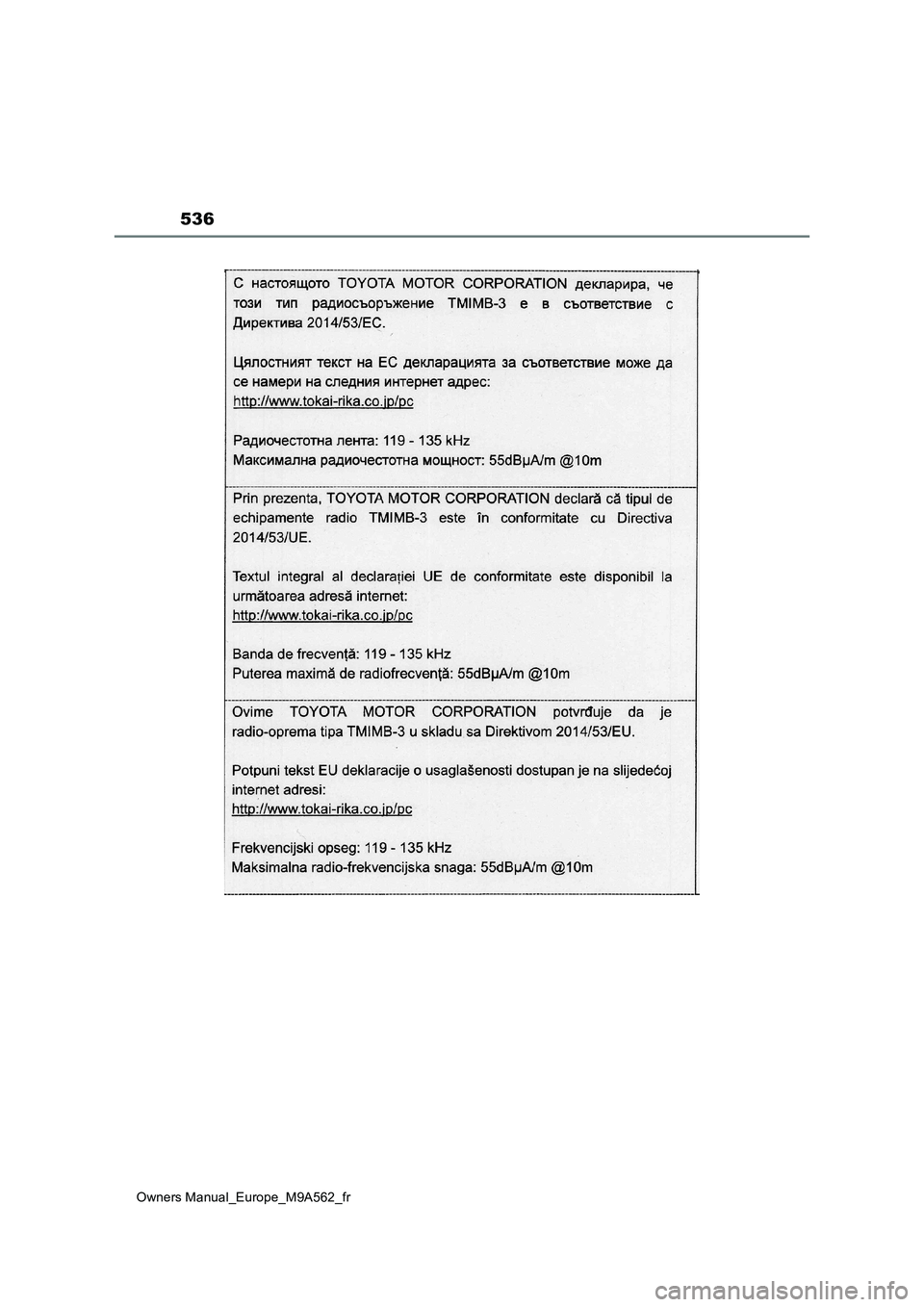 TOYOTA MIRAI 2023  Manuel du propriétaire (in French) 536
Owners Manual_Europe_M9A562_fr 
