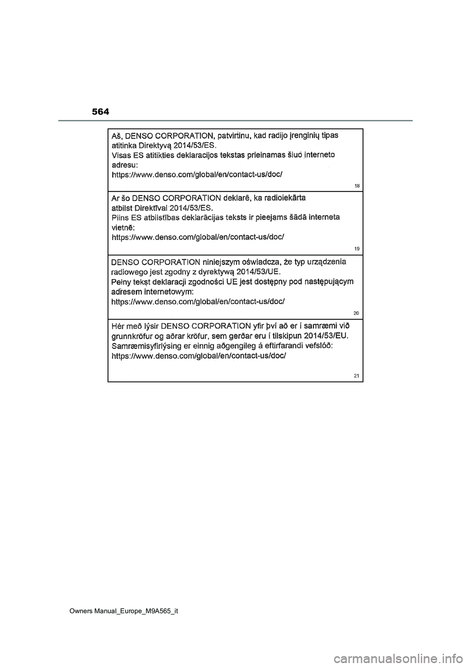 TOYOTA MIRAI 2023  Manuale duso (in Italian) 564
Owners Manual_Europe_M9A565_it 