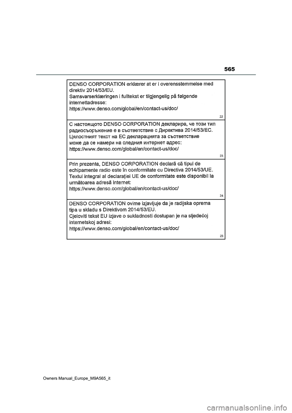 TOYOTA MIRAI 2023  Manuale duso (in Italian) 565
Owners Manual_Europe_M9A565_it 