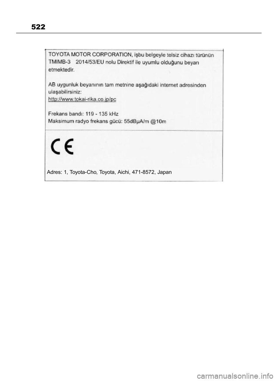 TOYOTA MIRAI 2022 Instrukcja obsługi (in Polish) 522
Adres: 1, Toyota-Cho, Toyota, Aichi, 471-8572, Japan
49 Mirai_OM9A561E 1/9/23 3:16 PM Page 522 TOYOTA MIRAI 2022 Instrukcja obsługi (in Polish) 522
Adres: 1, Toyota-Cho, Toyota, Aichi, 471-8572, Japan
49 Mirai_OM9A561E 1/9/23 3:16 PM Page 522
