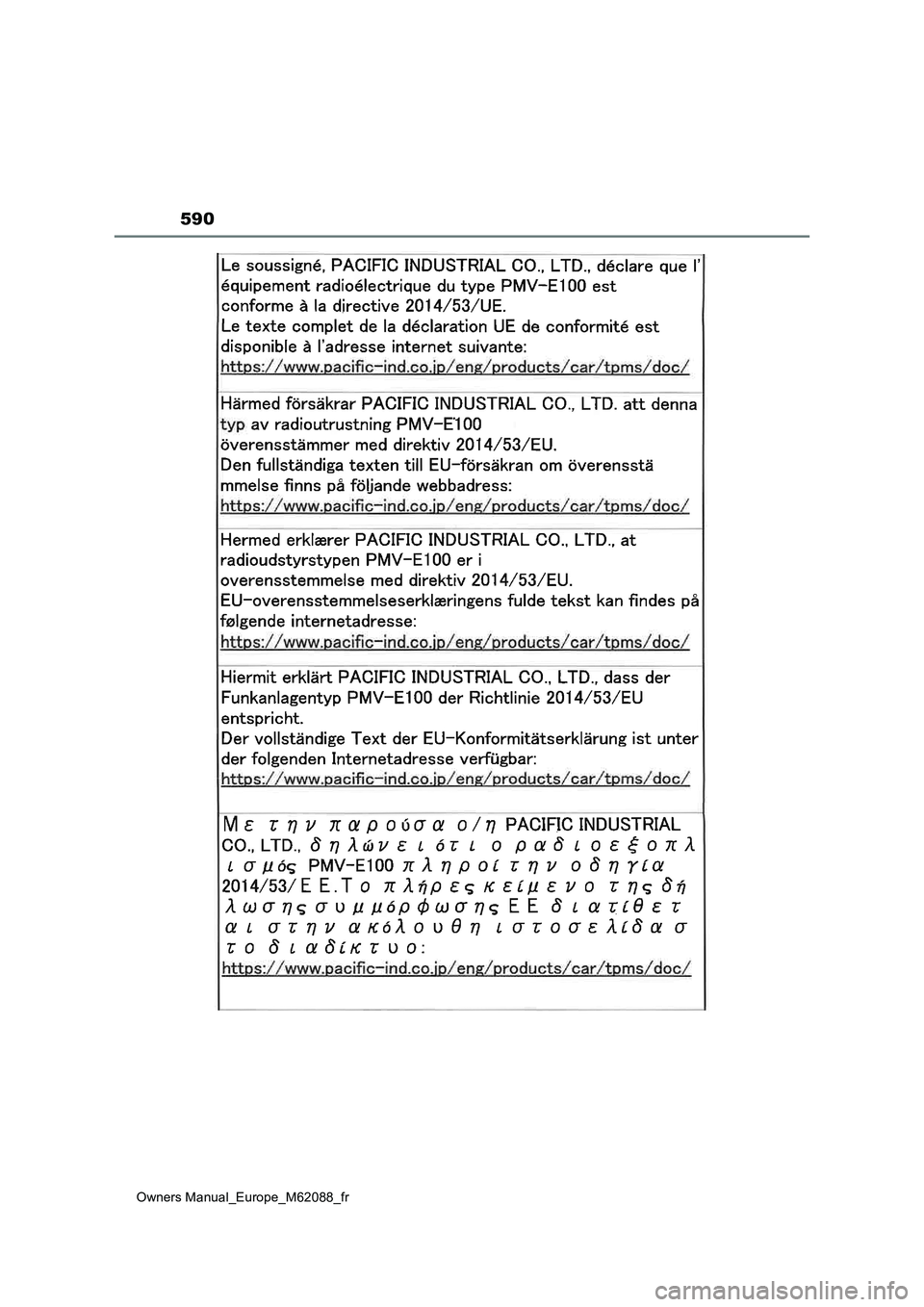TOYOTA MIRAI 2022 Manuel du propriétaire (in French) 590
Owners Manual_Europe_M62088_fr TOYOTA MIRAI 2022 Manuel du propriétaire (in French) 590
Owners Manual_Europe_M62088_fr