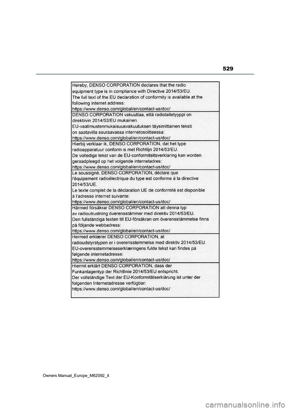 TOYOTA MIRAI 2022 Manuale duso (in Italian) 529
Owners Manual_Europe_M62092_it TOYOTA MIRAI 2022 Manuale duso (in Italian) 529
Owners Manual_Europe_M62092_it