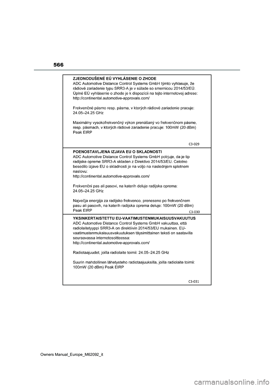 TOYOTA MIRAI 2022 Manuale duso (in Italian) 566
Owners Manual_Europe_M62092_it TOYOTA MIRAI 2022 Manuale duso (in Italian) 566
Owners Manual_Europe_M62092_it