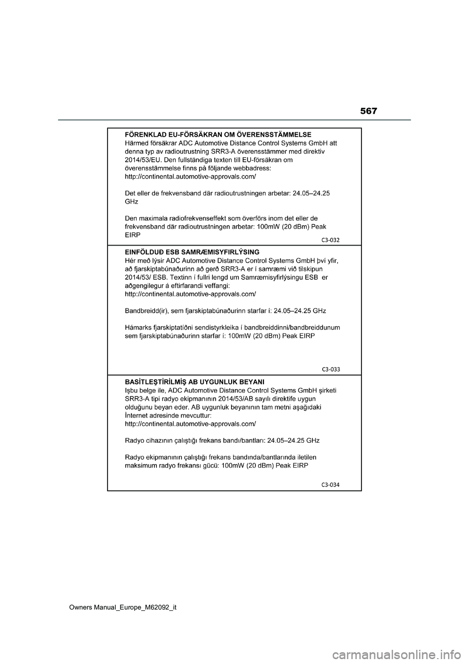 TOYOTA MIRAI 2022 Manuale duso (in Italian) 567
Owners Manual_Europe_M62092_it TOYOTA MIRAI 2022 Manuale duso (in Italian) 567
Owners Manual_Europe_M62092_it