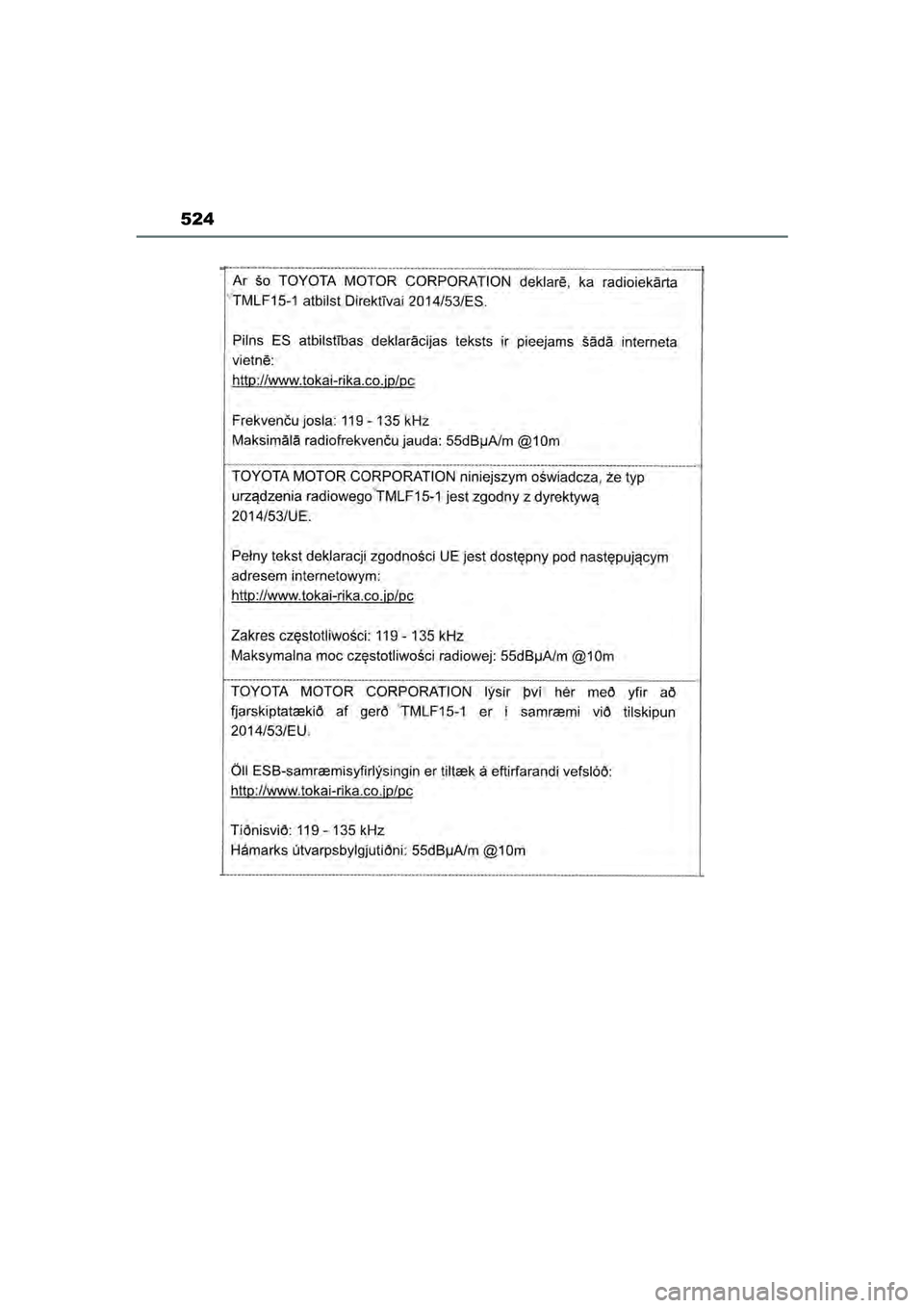 TOYOTA MIRAI 2022  Instructieboekje (in Dutch) 524
Handleiding_Europa_M62060_nl
MIRAI_OM_Europe_OM62060E.book  Page 524  Thursday, July 15, 2021  1:59 PM 