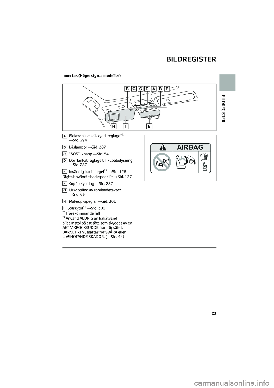 TOYOTA MIRAI 2022 Bruksanvisningar (in Swedish) Innertak (Högerstyrda modeller)
AElektroniskt solskydd, reglage*1
→Sid. 294
BLäslampor→Sid. 287
C“SOS”-knapp →Sid. 54
DDörrlänkat reglage till kupébelysning
→Sid. 287
EInvändig backs TOYOTA MIRAI 2022 Bruksanvisningar (in Swedish) Innertak (Högerstyrda modeller)
AElektroniskt solskydd, reglage*1
→Sid. 294
BLäslampor→Sid. 287
C“SOS”-knapp →Sid. 54
DDörrlänkat reglage till kupébelysning
→Sid. 287
EInvändig backs