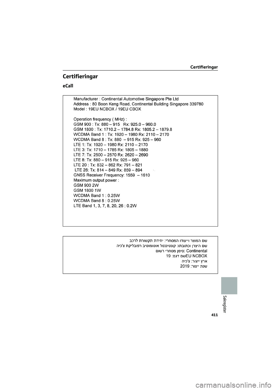 TOYOTA MIRAI 2022 Bruksanvisningar (in Swedish) Certifieringar
eCall
Certifieringar
411
Sakregister TOYOTA MIRAI 2022 Bruksanvisningar (in Swedish) Certifieringar
eCall
Certifieringar
411
Sakregister