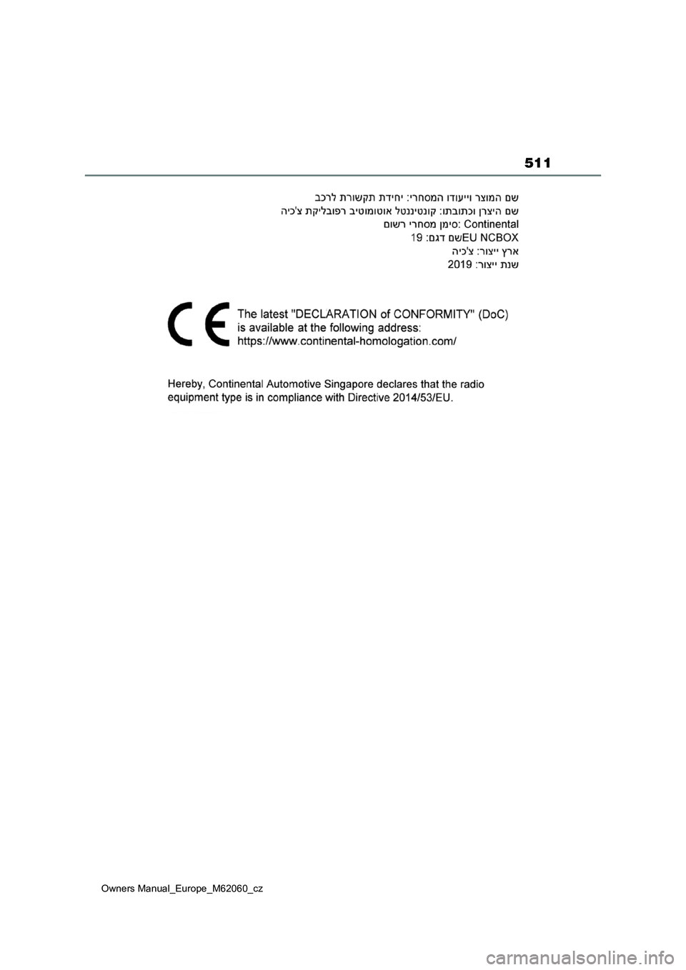 TOYOTA MIRAI 2022  Návod na použití (in Czech) 511
Owners Manual_Europe_M62060_cz 