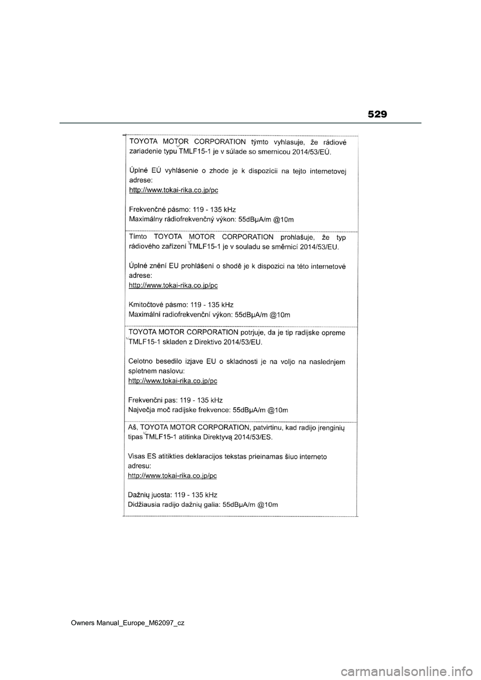 TOYOTA MIRAI 2021  Návod na použití (in Czech) 529
Owners Manual_Europe_M62097_cz 