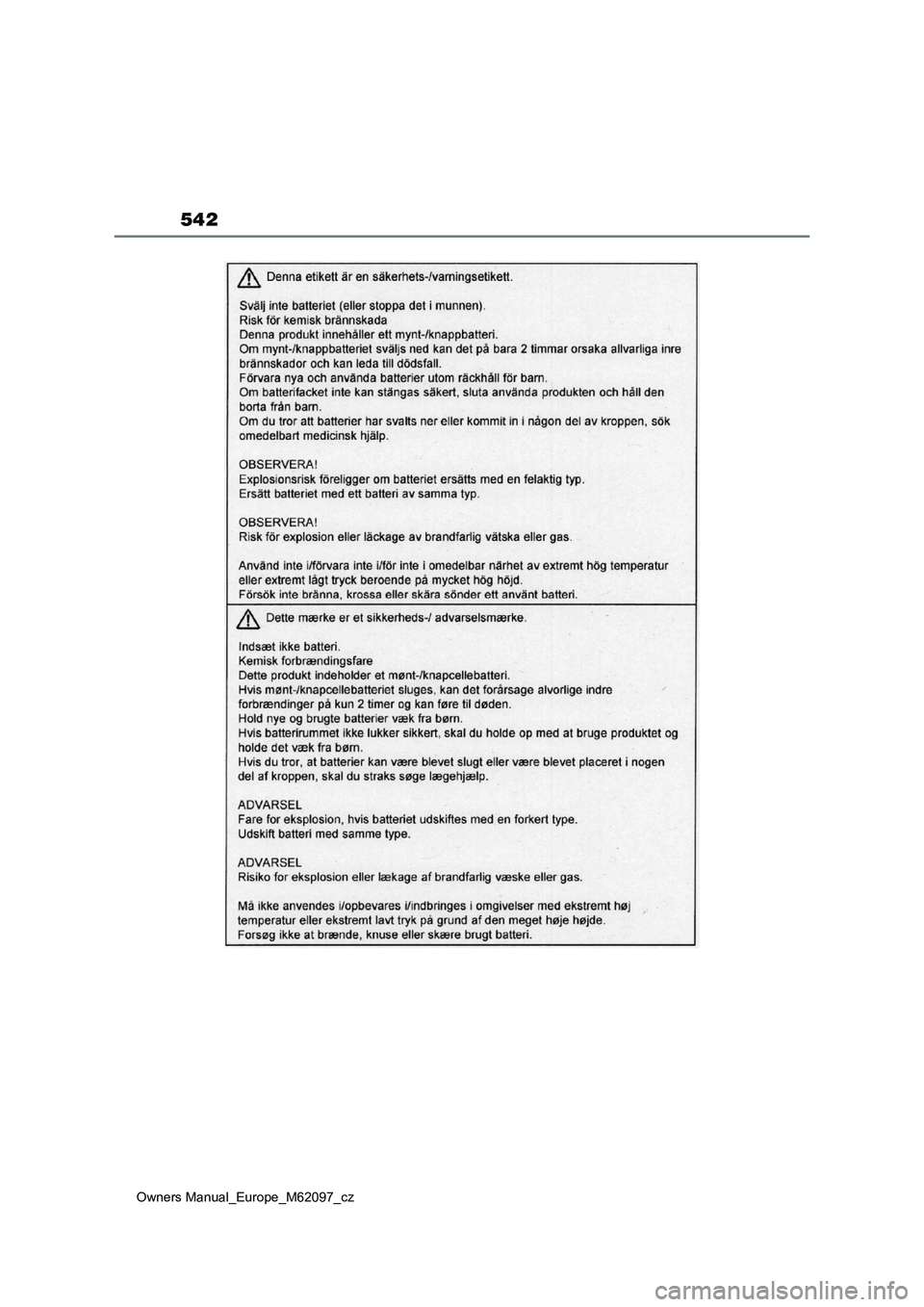 TOYOTA MIRAI 2021  Návod na použití (in Czech) 542
Owners Manual_Europe_M62097_cz 