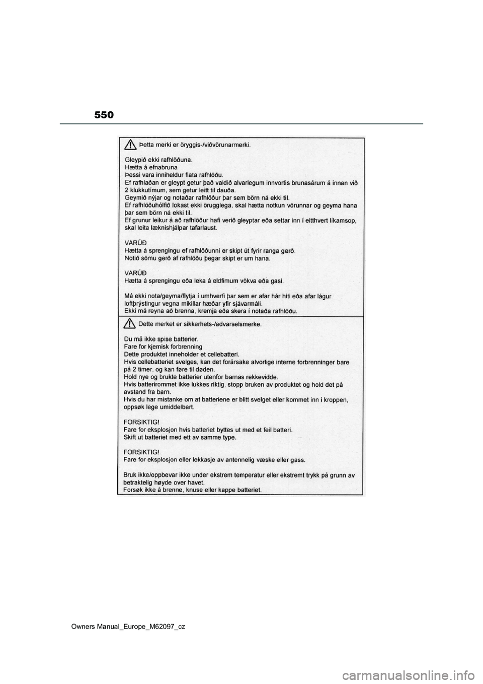 TOYOTA MIRAI 2021  Návod na použití (in Czech) 550
Owners Manual_Europe_M62097_cz 