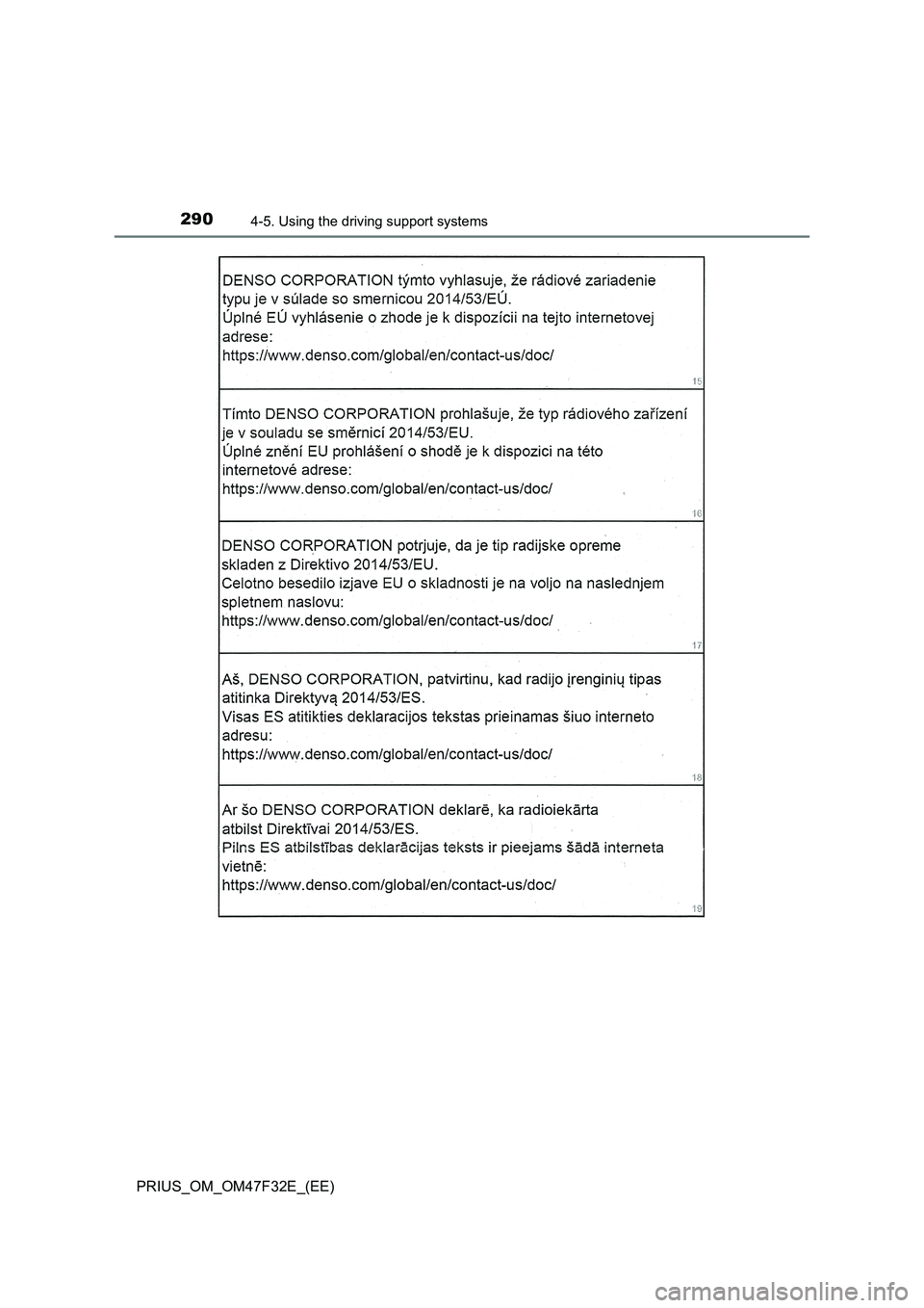 TOYOTA PRIUS 2023  Owners Manual 2904-5. Using the driving support systems
PRIUS_OM_OM47F32E_(EE) 