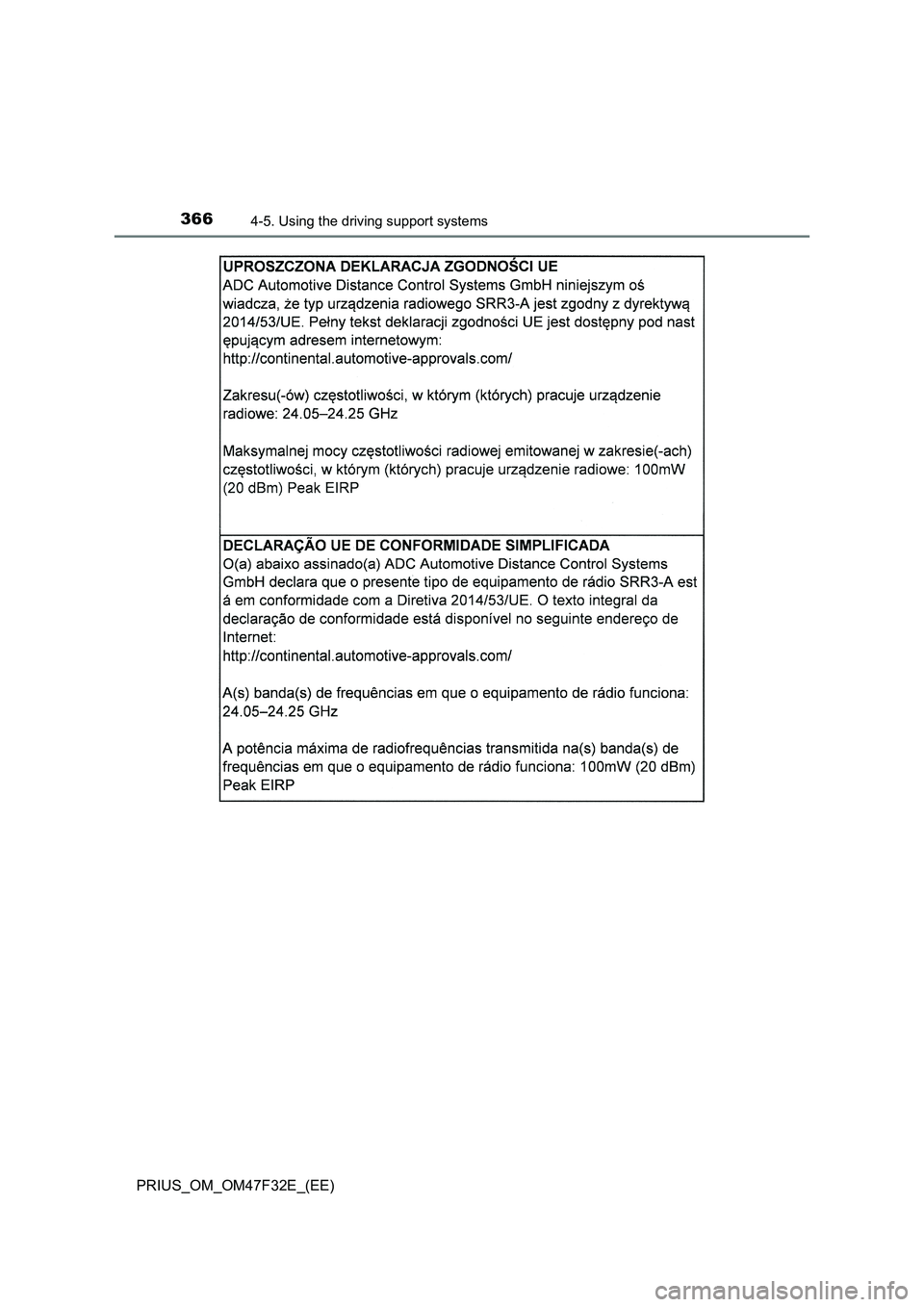 TOYOTA PRIUS 2023 Owners Manual 3664-5. Using the driving support systems
PRIUS_OM_OM47F32E_(EE) TOYOTA PRIUS 2023 Owners Manual 3664-5. Using the driving support systems
PRIUS_OM_OM47F32E_(EE)
