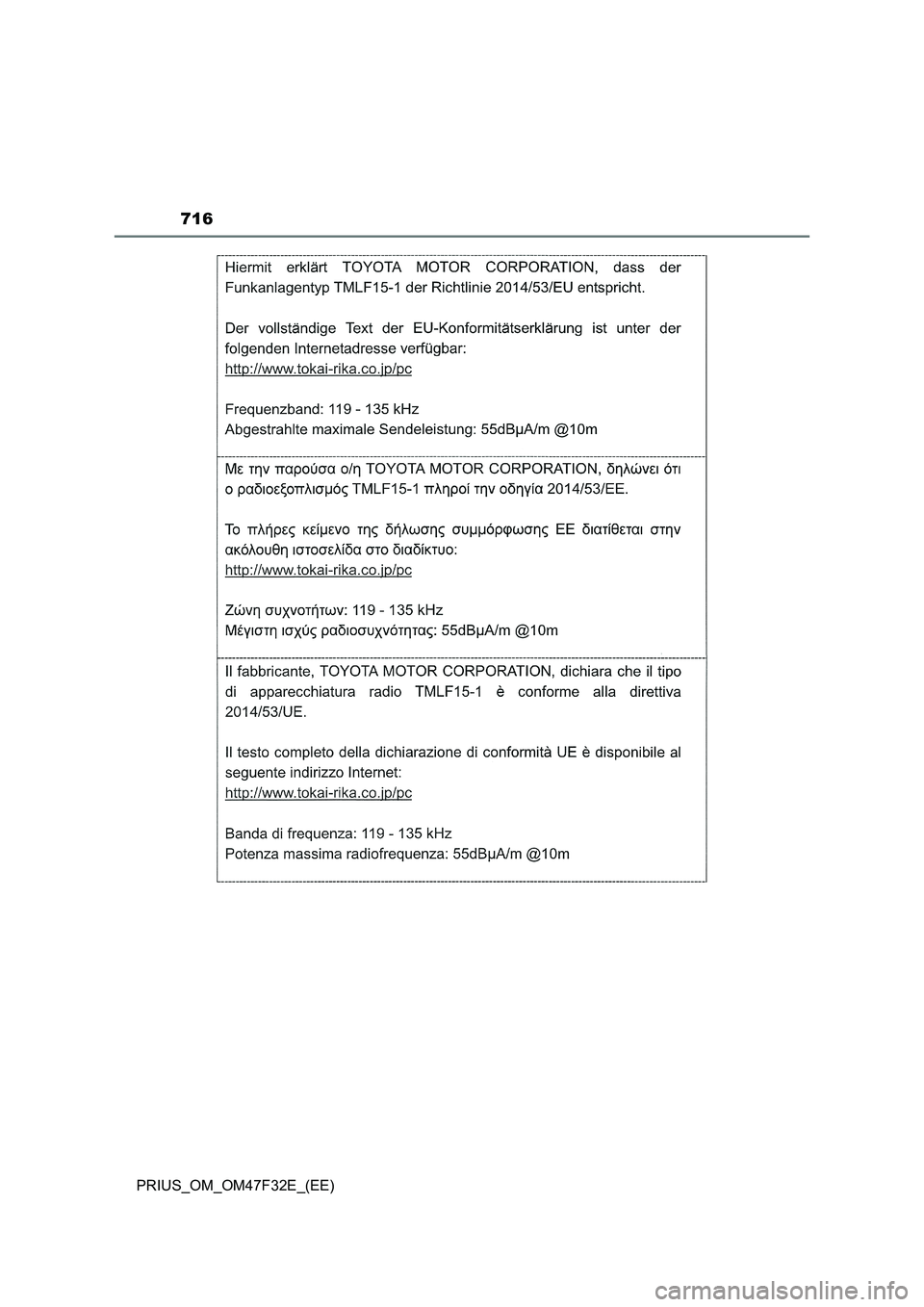 TOYOTA PRIUS 2023 Owners Manual 716
PRIUS_OM_OM47F32E_(EE) TOYOTA PRIUS 2023 Owners Manual 716
PRIUS_OM_OM47F32E_(EE)