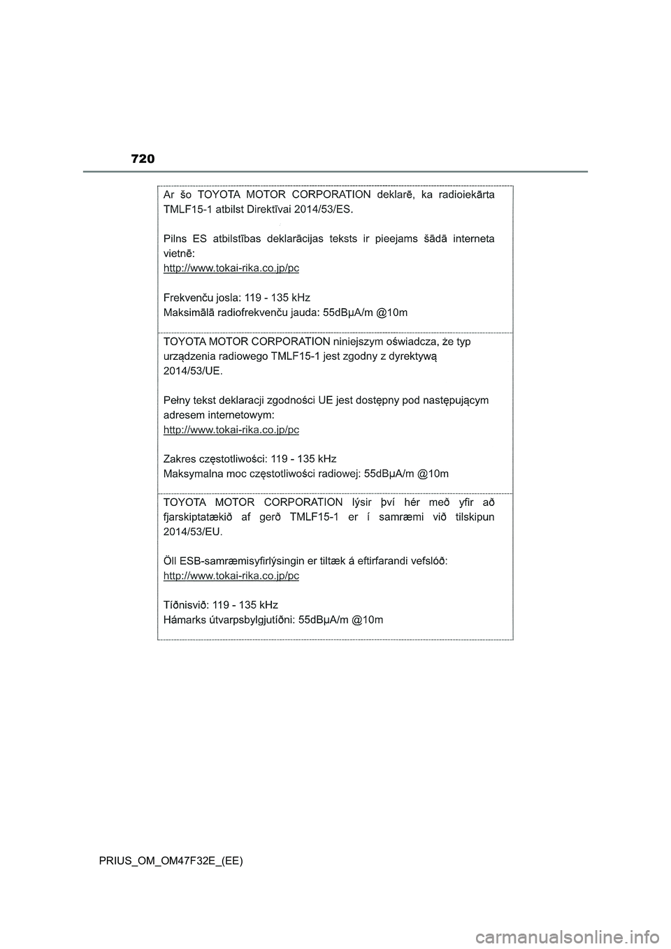 TOYOTA PRIUS 2023  Owners Manual 720
PRIUS_OM_OM47F32E_(EE) 