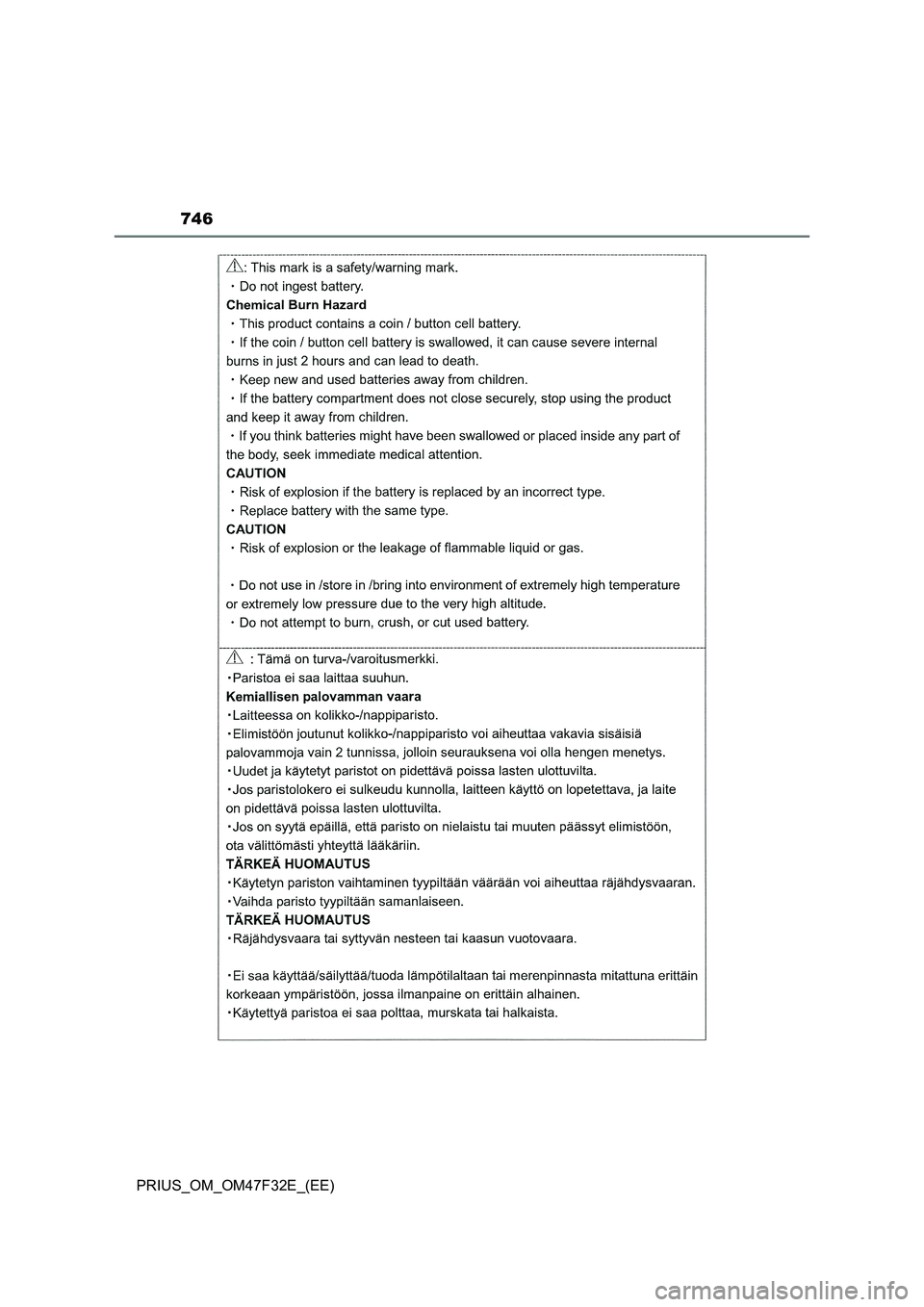 TOYOTA PRIUS 2023  Owners Manual 746
PRIUS_OM_OM47F32E_(EE) 