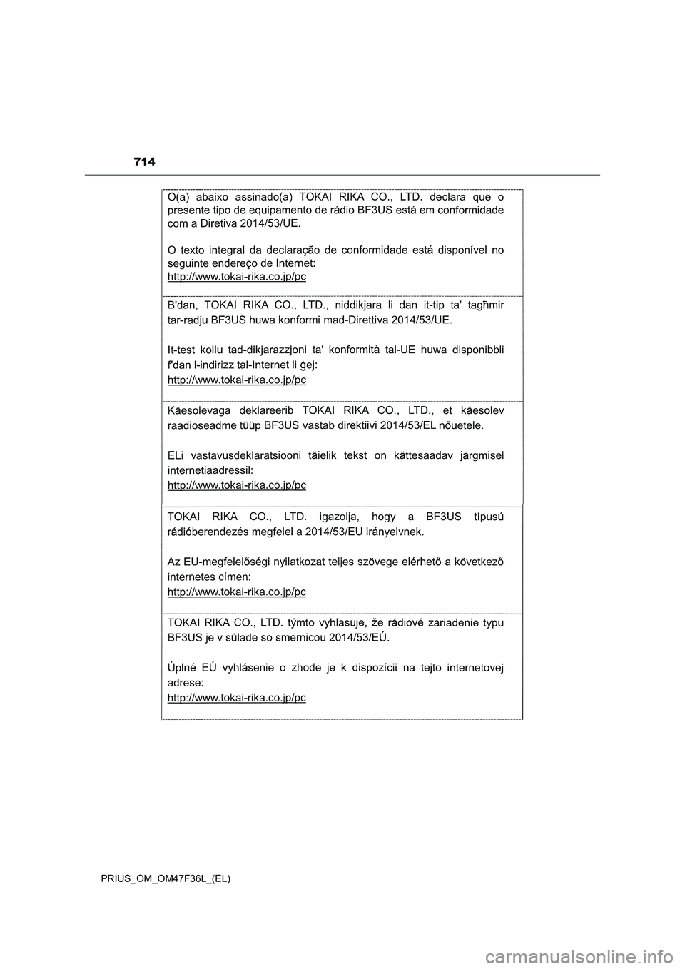 TOYOTA PRIUS 2023  Manuale duso (in Italian) 714
PRIUS_OM_OM47F36L_(EL) 