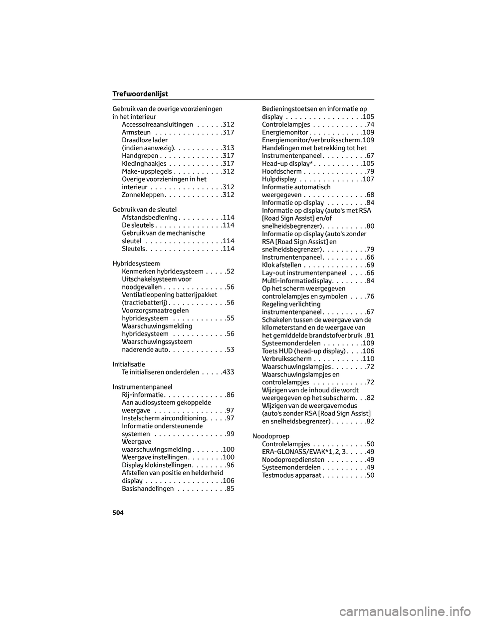 TOYOTA PRIUS 2023 Instructieboekje (in Dutch) Gebruik van de overige voorzieningen
in het interieur
Accessoireaansluitingen......312
Armsteun...............317
Draadloze lader
(indien aanwezig)...........313
Handgrepen..............317
Kledinghaa TOYOTA PRIUS 2023 Instructieboekje (in Dutch) Gebruik van de overige voorzieningen
in het interieur
Accessoireaansluitingen......312
Armsteun...............317
Draadloze lader
(indien aanwezig)...........313
Handgrepen..............317
Kledinghaa
