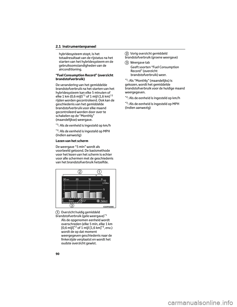 TOYOTA PRIUS 2023 Instructieboekje (in Dutch) hybridesysteem stopt, is het
totaalresultaat van de rijstatus na het
starten van het hybridesysteem en de
gebruiksomstandigheden van de
airconditioning.
“Fuel Consumption Record” (overzicht
brands TOYOTA PRIUS 2023 Instructieboekje (in Dutch) hybridesysteem stopt, is het
totaalresultaat van de rijstatus na het
starten van het hybridesysteem en de
gebruiksomstandigheden van de
airconditioning.
“Fuel Consumption Record” (overzicht
brands