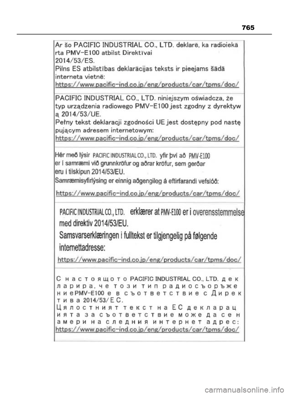 TOYOTA PRIUS 2023  Instrukcja obsługi (in Polish) 765
29 PRIUS OM47F32E  8/23/22  11:11 AM  Page 765    (Black plate) 