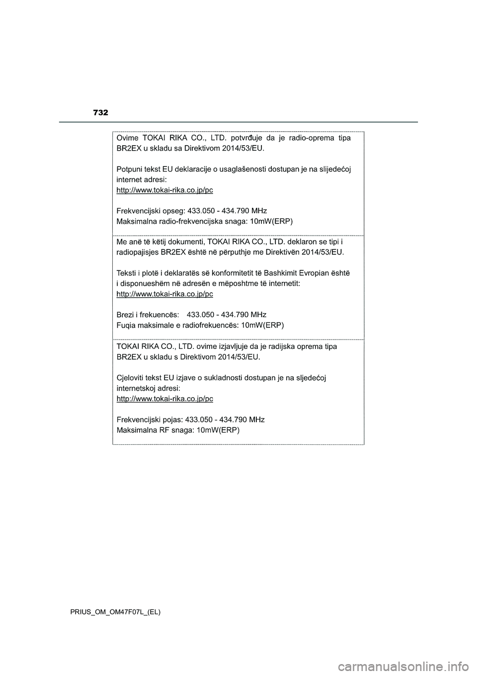 TOYOTA PRIUS 2022  Manuale duso (in Italian) 732
PRIUS_OM_OM47F07L_(EL) 