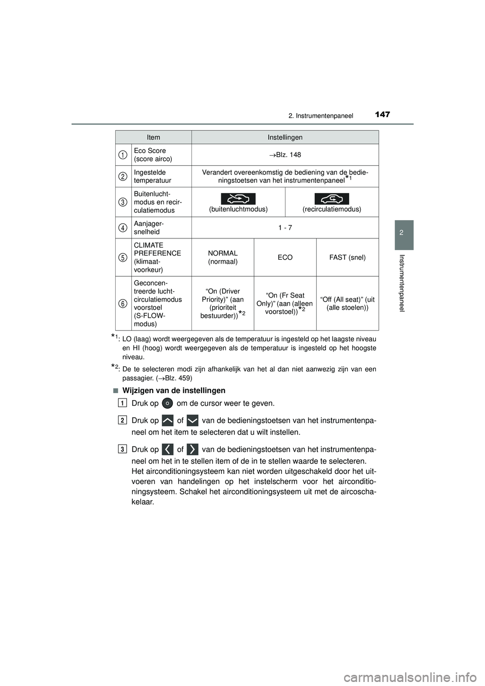 TOYOTA PRIUS 2022 Instructieboekje (in Dutch) 1472. Instrumentenpaneel
2
Instrumentenpaneel
PRIUS_OM_OM47F03E_(EE)
*1: LO (laag) wordt weergegeven als de temperatuur is ingesteld op het laagste niveauen HI (hoog) wordt weergegeven als de temperat TOYOTA PRIUS 2022 Instructieboekje (in Dutch) 1472. Instrumentenpaneel
2
Instrumentenpaneel
PRIUS_OM_OM47F03E_(EE)
*1: LO (laag) wordt weergegeven als de temperatuur is ingesteld op het laagste niveauen HI (hoog) wordt weergegeven als de temperat