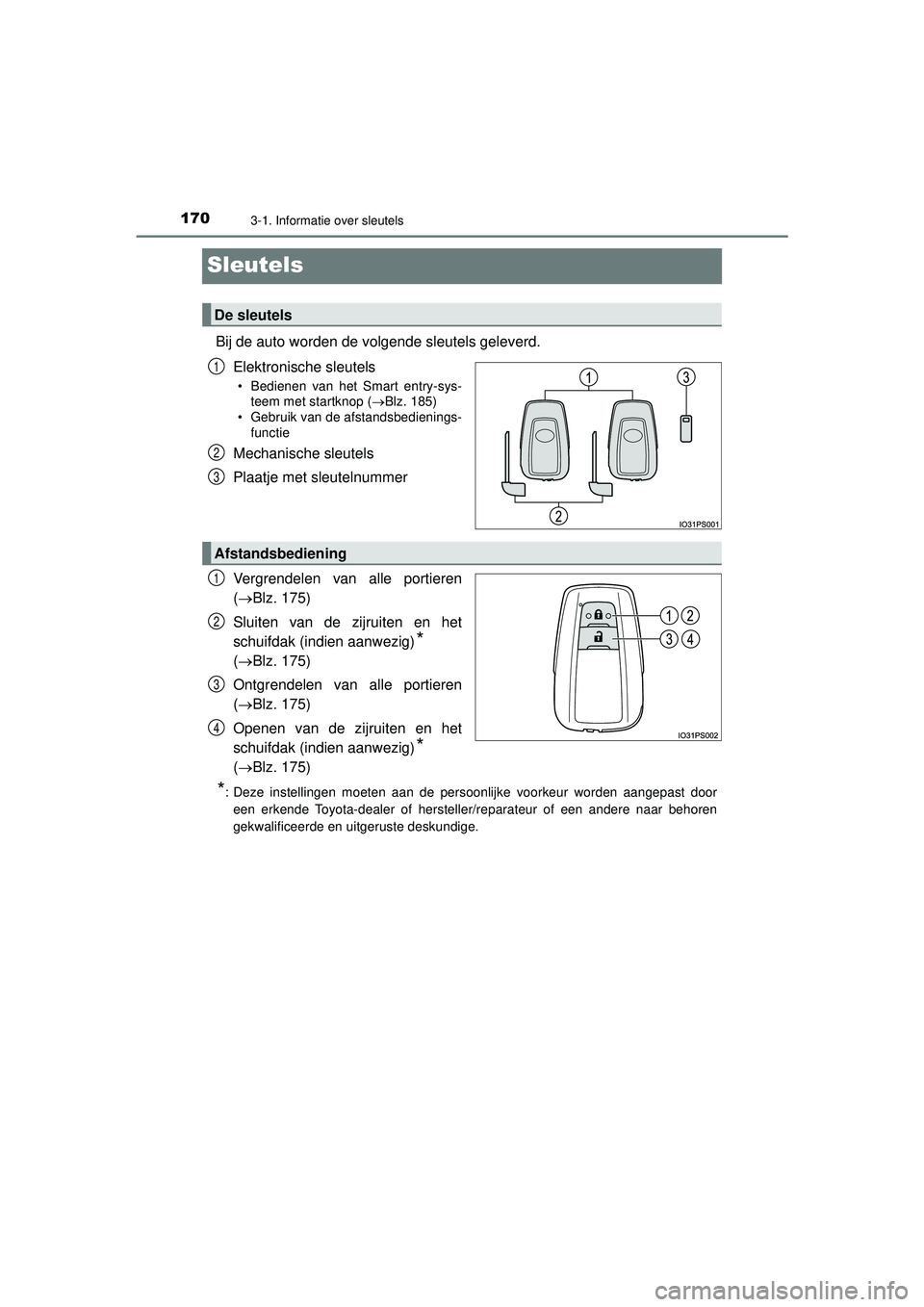 TOYOTA PRIUS 2022 Instructieboekje (in Dutch) 1703-1. Informatie over sleutels
PRIUS_OM_OM47F03E_(EE)
Sleutels
Bij de auto worden de volgende sleutels geleverd.Elektronische sleutels
• Bedienen van het Smart entry-sys-teem met startknop ( Bl TOYOTA PRIUS 2022 Instructieboekje (in Dutch) 1703-1. Informatie over sleutels
PRIUS_OM_OM47F03E_(EE)
Sleutels
Bij de auto worden de volgende sleutels geleverd.Elektronische sleutels
• Bedienen van het Smart entry-sys-teem met startknop ( Bl