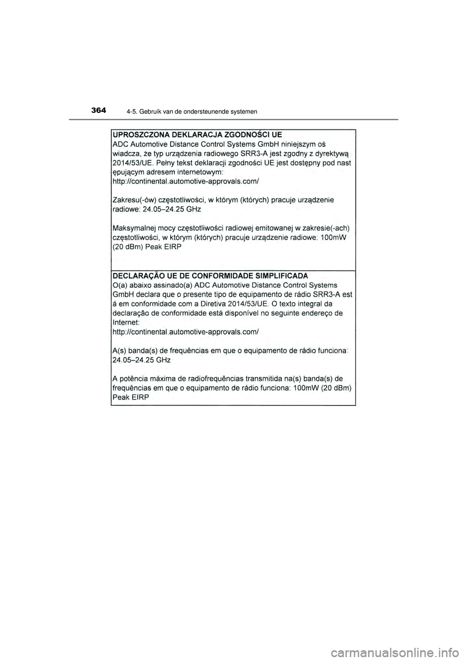 TOYOTA PRIUS 2022  Instructieboekje (in Dutch) 3644-5. Gebruik van de ondersteunende systemen
PRIUS_OM_OM47F03E_(EE)
PRIUS_OM_OM47F03E_(EE).book  Page 364  Thursday, May 6, 2021  12:21 PM 
