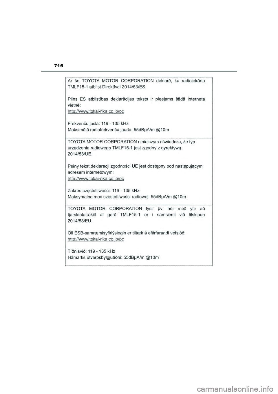 TOYOTA PRIUS 2022 Instructieboekje (in Dutch) 716
PRIUS_OM_OM47F03E_(EE)
PRIUS_OM_OM47F03E_(EE).book Page 716 Thursday, May 6, 2021 12:21 PM TOYOTA PRIUS 2022 Instructieboekje (in Dutch) 716
PRIUS_OM_OM47F03E_(EE)
PRIUS_OM_OM47F03E_(EE).book Page 716 Thursday, May 6, 2021 12:21 PM