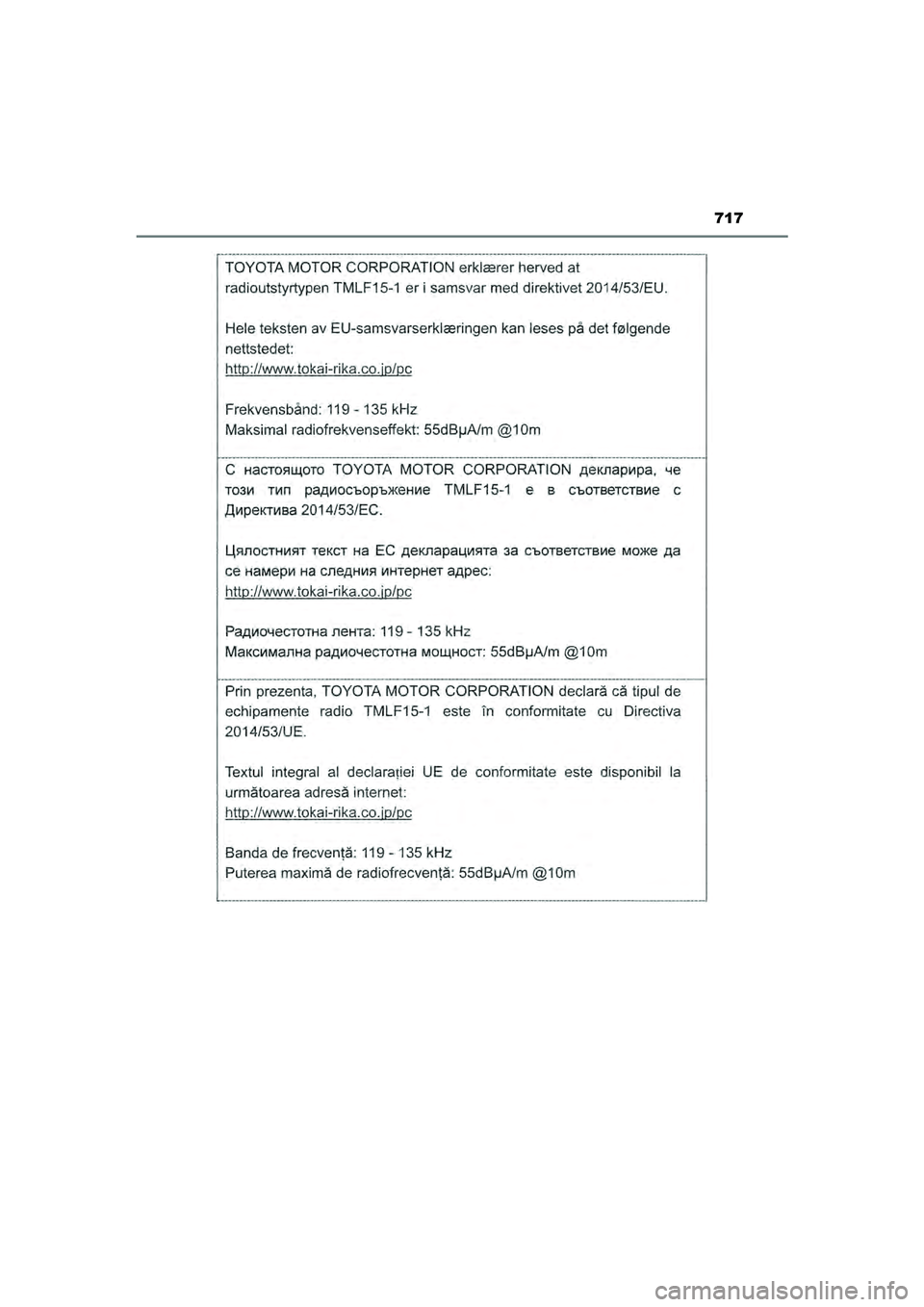 TOYOTA PRIUS 2022 Instructieboekje (in Dutch) 717
PRIUS_OM_OM47F03E_(EE)
PRIUS_OM_OM47F03E_(EE).book Page 717 Thursday, May 6, 2021 12:21 PM TOYOTA PRIUS 2022 Instructieboekje (in Dutch) 717
PRIUS_OM_OM47F03E_(EE)
PRIUS_OM_OM47F03E_(EE).book Page 717 Thursday, May 6, 2021 12:21 PM