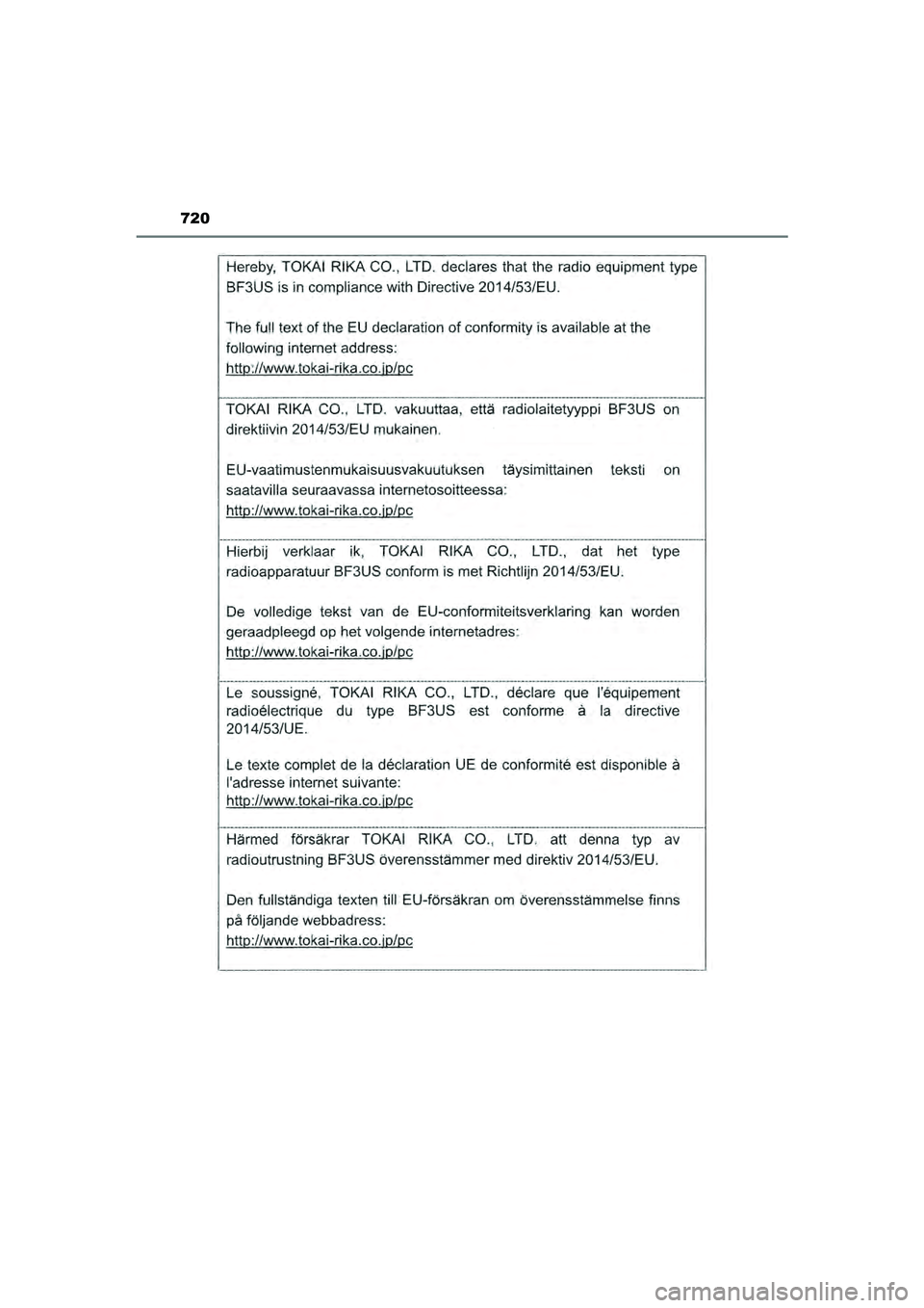 TOYOTA PRIUS 2022  Instructieboekje (in Dutch) 720
PRIUS_OM_OM47F03E_(EE)
PRIUS_OM_OM47F03E_(EE).book  Page 720  Thursday, May 6, 2021  12:21 PM 