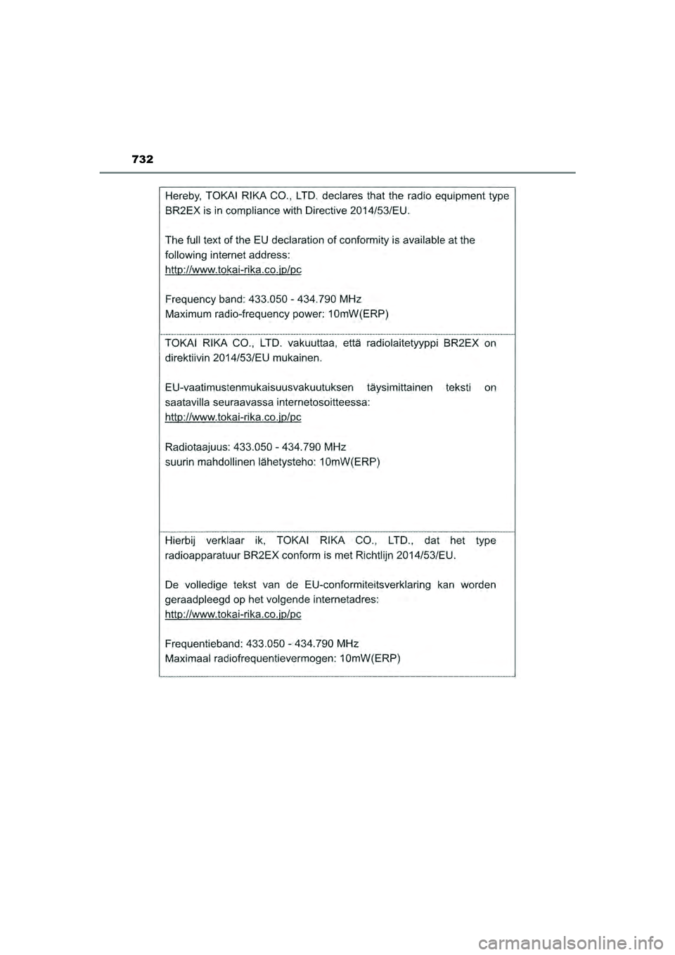 TOYOTA PRIUS 2022 Instructieboekje (in Dutch) 732
PRIUS_OM_OM47F03E_(EE)
PRIUS_OM_OM47F03E_(EE).book Page 732 Thursday, May 6, 2021 12:21 PM TOYOTA PRIUS 2022 Instructieboekje (in Dutch) 732
PRIUS_OM_OM47F03E_(EE)
PRIUS_OM_OM47F03E_(EE).book Page 732 Thursday, May 6, 2021 12:21 PM