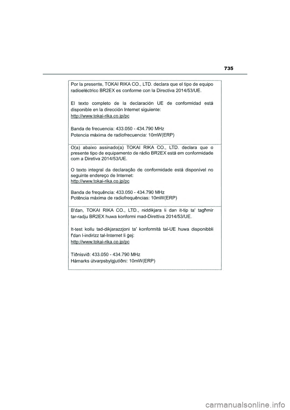 TOYOTA PRIUS 2022 Instructieboekje (in Dutch) 735
PRIUS_OM_OM47F03E_(EE)
PRIUS_OM_OM47F03E_(EE).book Page 735 Thursday, May 6, 2021 12:21 PM TOYOTA PRIUS 2022 Instructieboekje (in Dutch) 735
PRIUS_OM_OM47F03E_(EE)
PRIUS_OM_OM47F03E_(EE).book Page 735 Thursday, May 6, 2021 12:21 PM